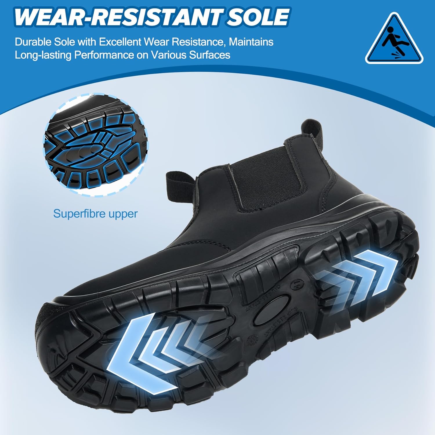 Steel Toe Boots for Men Slip-Resistant & Waterproof, Slip On Steel Toe Boots for Women Comfortable with Kevlar Midsole for Work, Construction, Hiking, Outerdoor