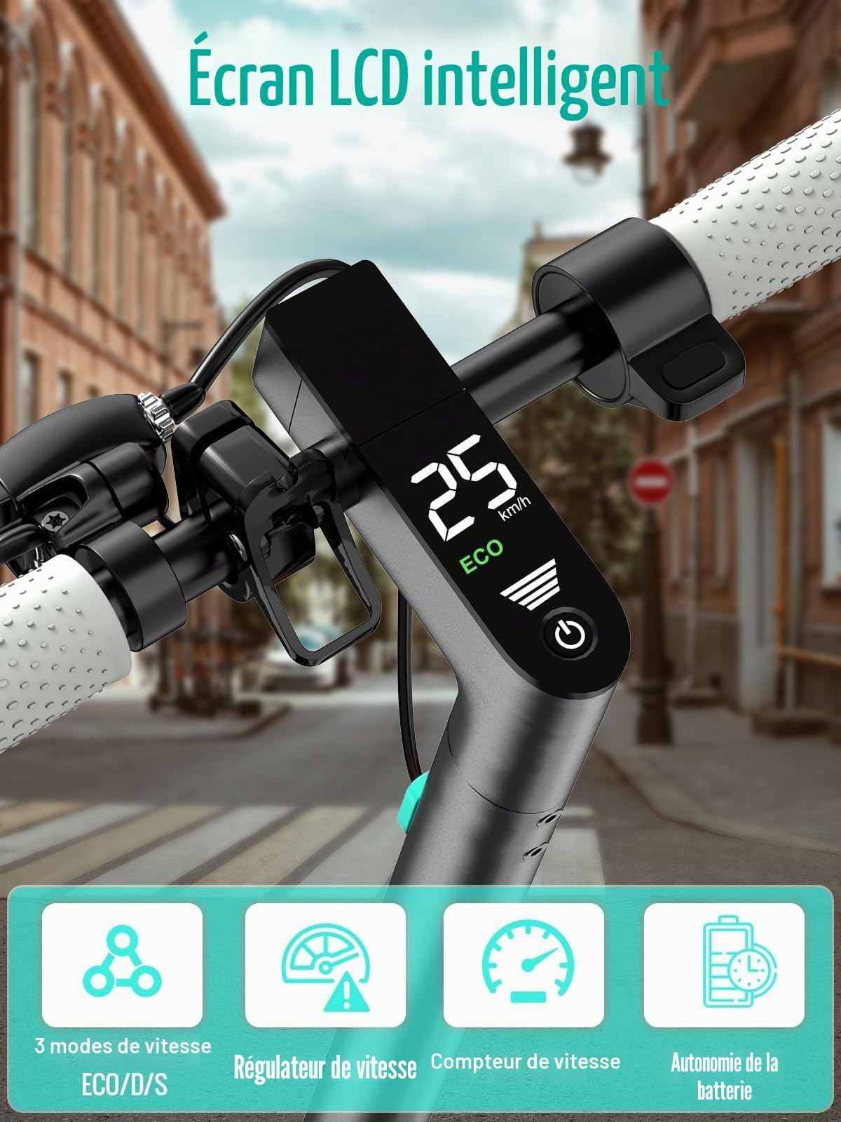 EGGKING Trottinette électrique adulte – 350 W, vitesse jusqu'à 25 km/h, 8,5" pneus anti-crevaison, 35 km, double frein, contrôle de l'application
