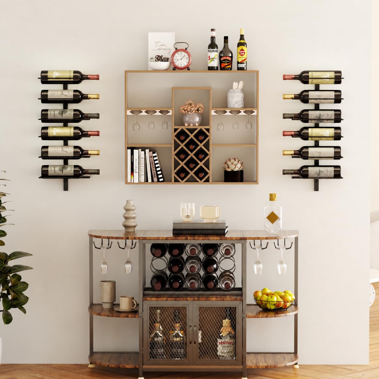 Wall Mounted Wine Rack - 12 Bottle Black -4