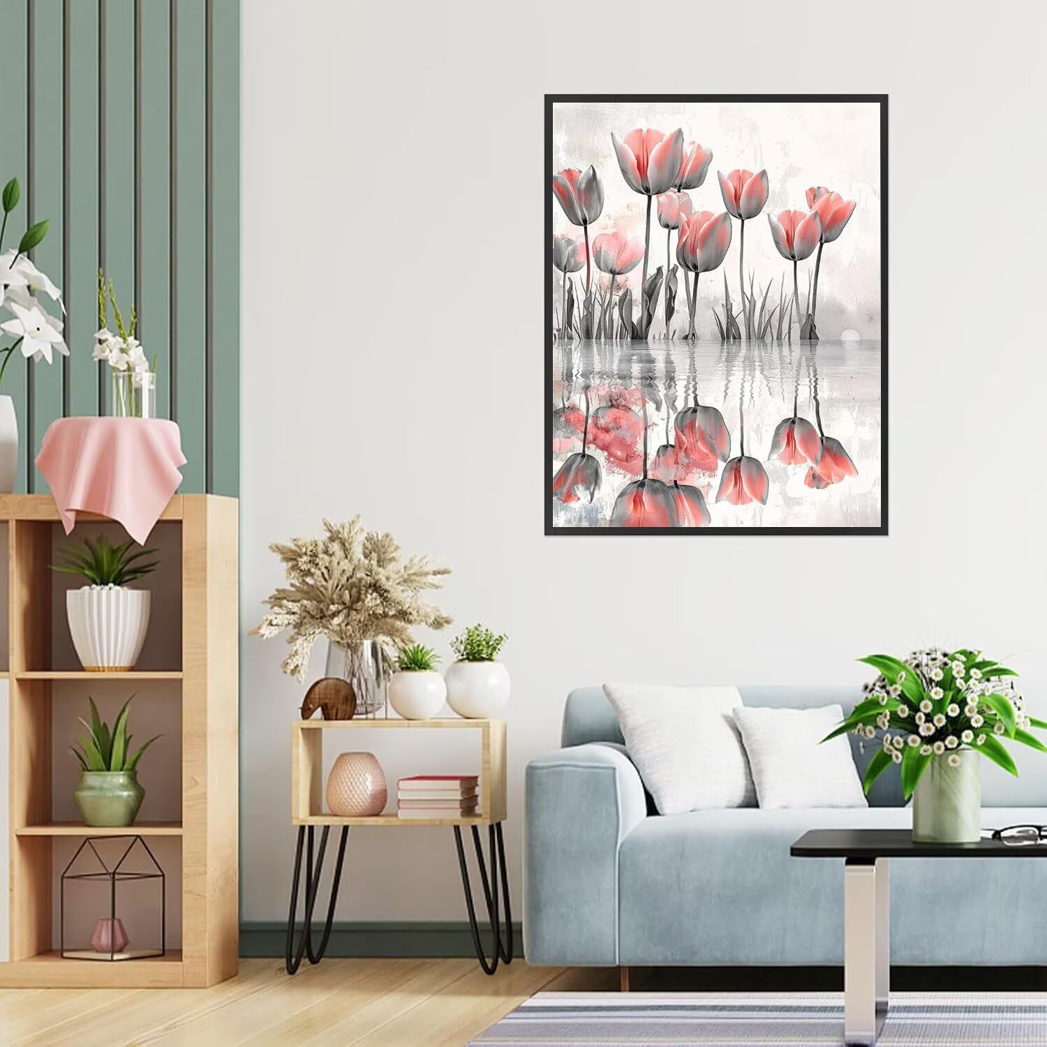 Dipingere con i Numeri Adulti Fiori, tulipani Dipingere con i Numeri Bambini DIY Kit, Set Premium con Pennelli, Decorazione Casa & Creativo Regalo, Attività di Tempo libero 90x120cm z-206