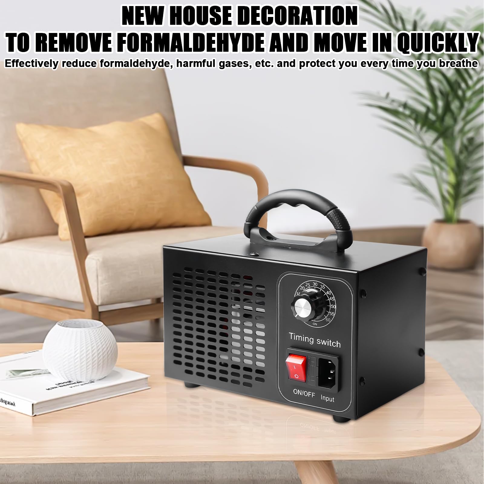 Generator ozonu 60000 mg/h: urządzenie ozonowe, wydajna dezynfekcja ozonu, oczyszczacz powietrza, funkcja automatycznego oczyszczania powietrza, przemysłowy generator ozonu, timer, do pomieszczeń