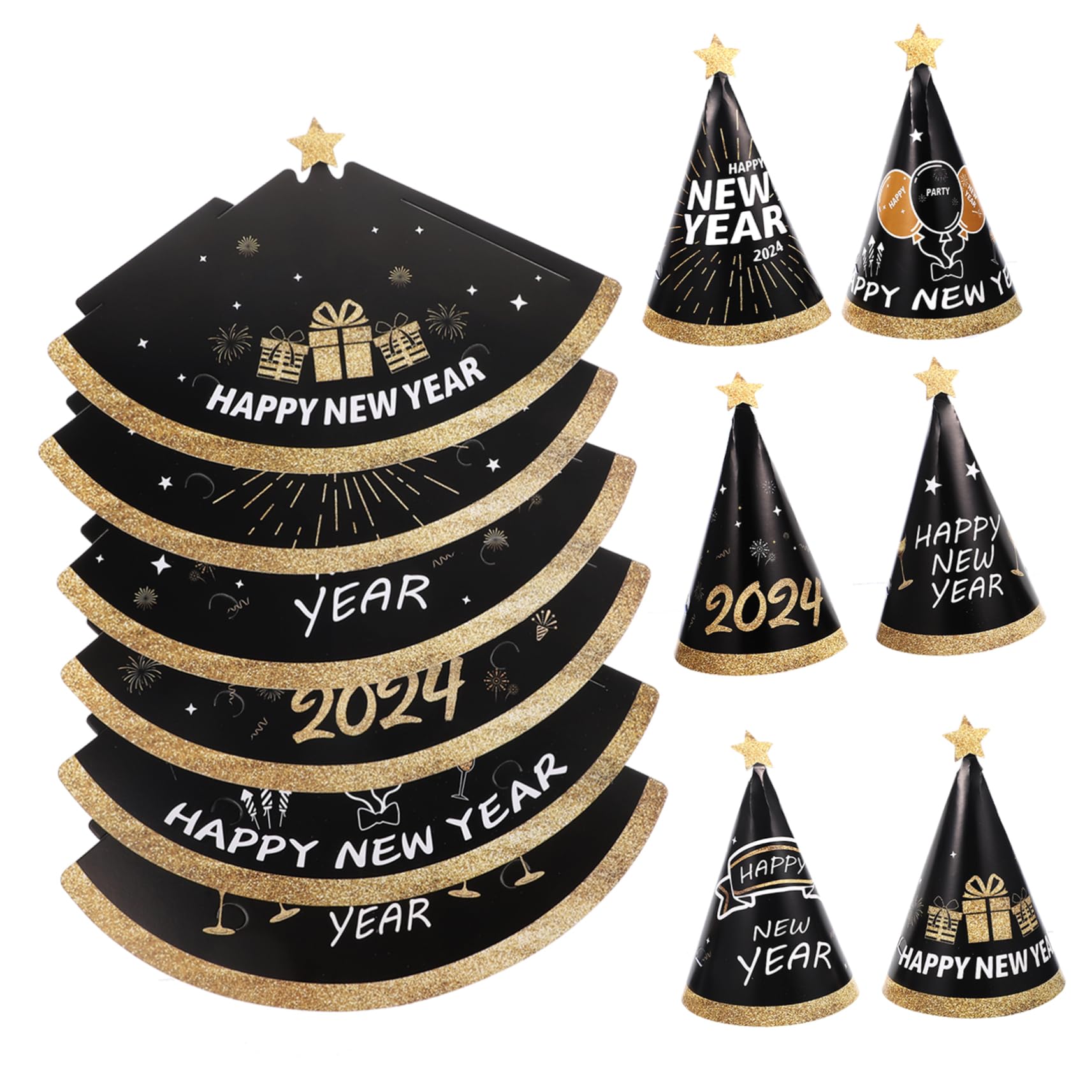 MAGICLULU 60 Stck Teiliges Neujahrs Partyhüte aus Papier Leichte Kleine Partyhüte für Silvester Dekorative Happy Year Hüte als Foto Requisiten und Partyzubehör für Erwachsene