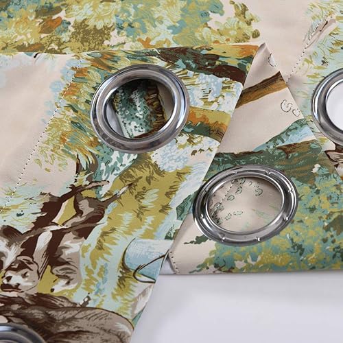 Miniatura 9 de Kotile - Cortinas opacas con ojales superiores y diseño impreso, 2 paneles aislados térmicamente para ventanas de sala