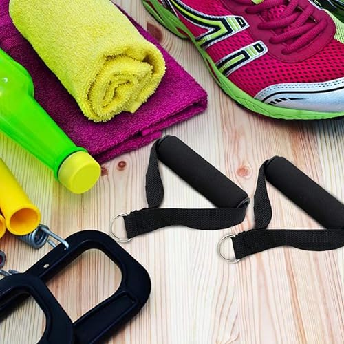 Miniatura 8 de Garneck 4 asas de banda de resistencia de plástico D anillo de ejercicio correa de espuma mango banda equipo de fitness para el gimnasio en el