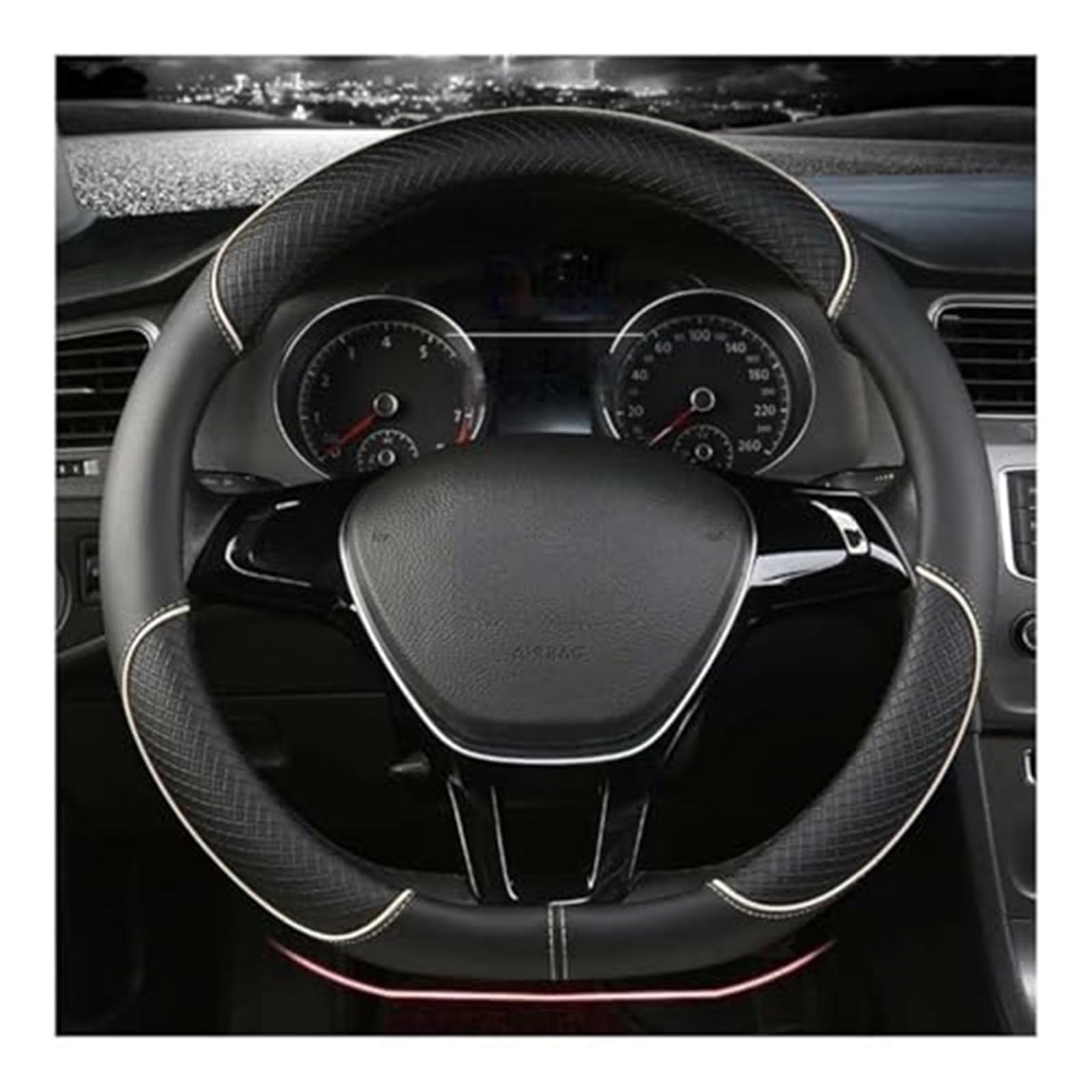 KGOWSTGBD Steering Wheel Cover for Lexus ES300H GS300, Leather Non-Slip Breathable Anti-Sweat Grip Steering Wheel Cover for Daily Driving Safety,A-D