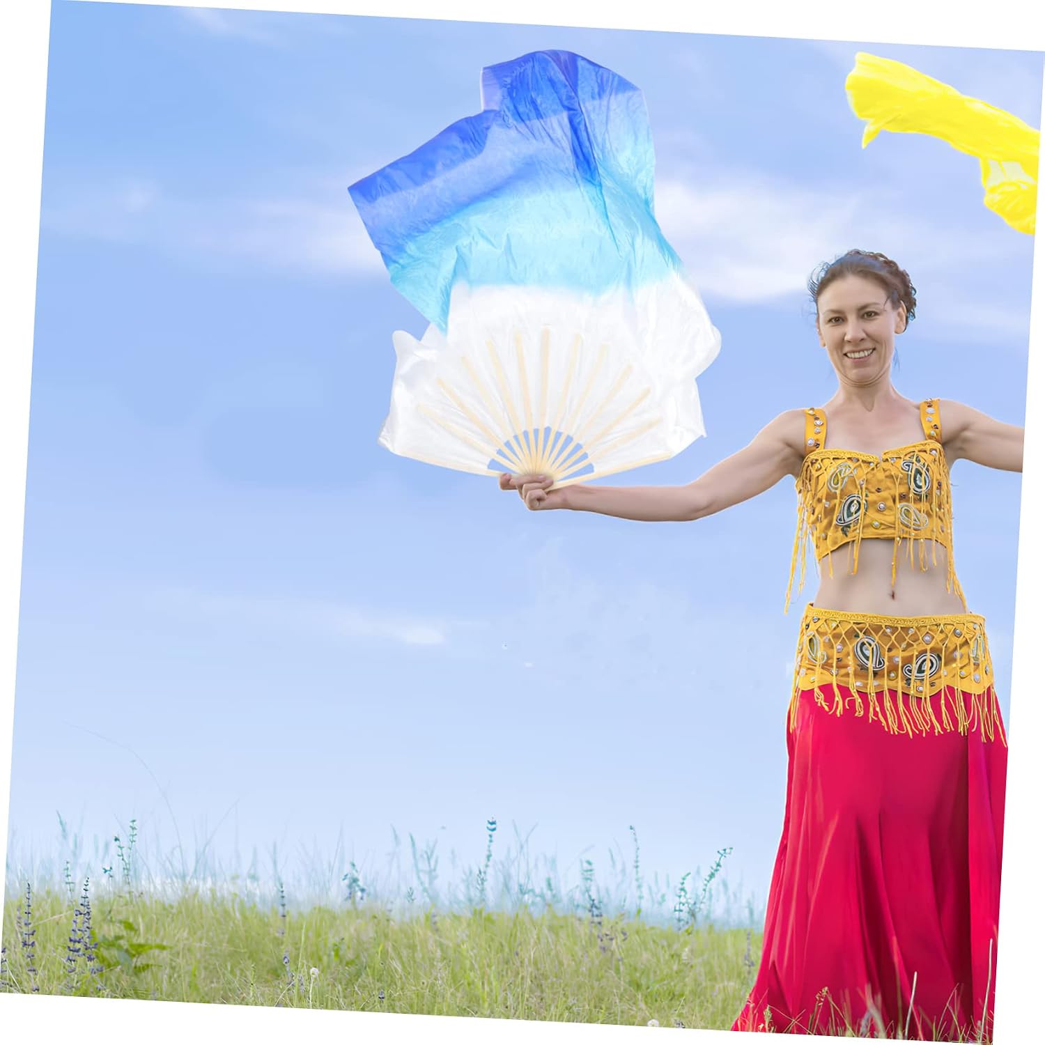 Fan Vintage Dancing Decorative Fans Fan Dance Hand Dance Decor Stage Show Fan Lengthened Fan Foldable