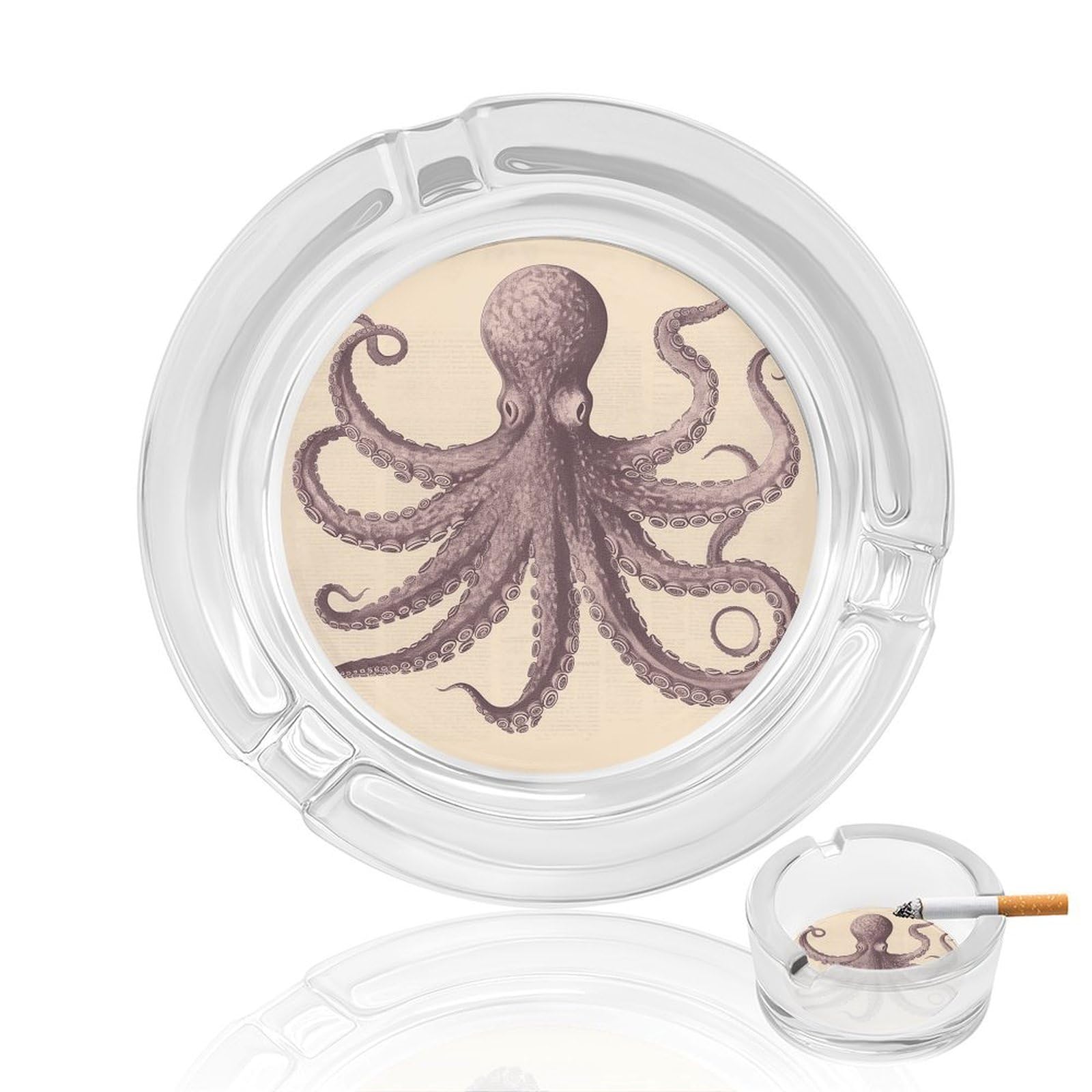 Vintage Octopus Ashtray Cigar Cigarette Rest Glass Outdoor Cigar Ashtrays with 3 Grooves Travel Cigar Ashtrays Fancy Cute Cool Ash Tray for Smokers Tabletop