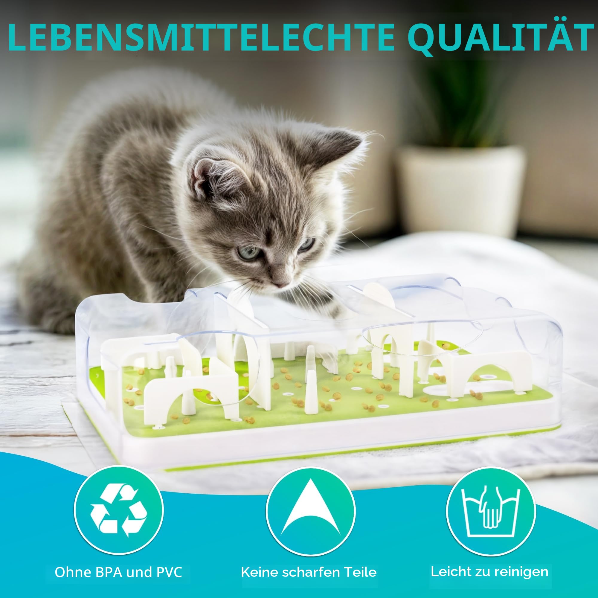ALL FOR PAWS Interactives Katzen-Futterstation Puzzle, Interaktives Intelligenzspielzeug für Katzen, Interaktives Spielzeug