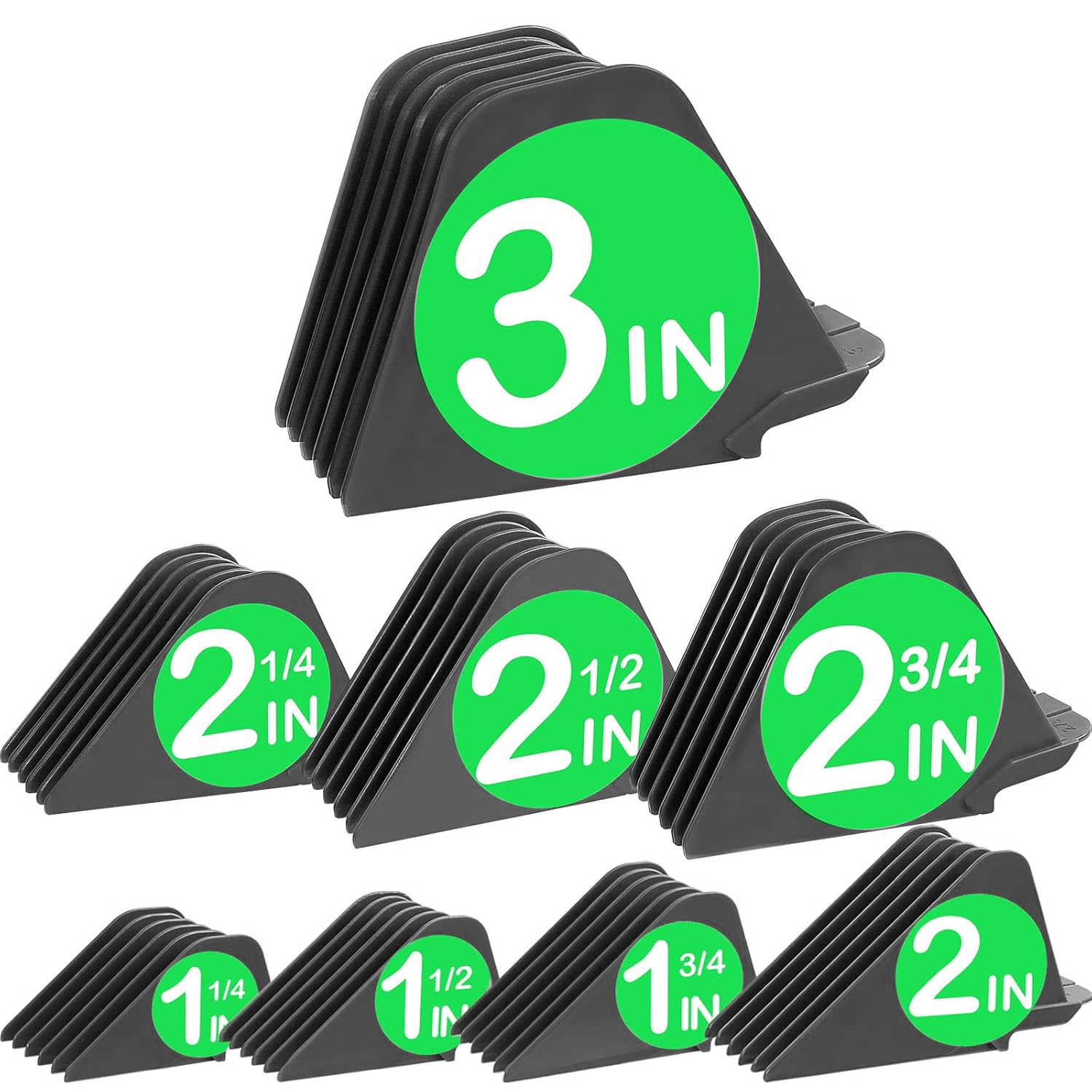 3 Inch Hair Clipper Combs Guides, Hair Clipper Guards 1 & 1/4" 1 & 1/2" 2", Mega NO.16 NO.12 NO.10 fits for most Wahl Clippers (Deep Gray, 8pcs Mega Set)