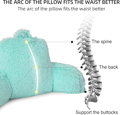 Miniatura 5 de Aimuan Almohada de lectura para descansar en la cama con brazos, cojín de piel de conejo para adultos y adolescentes, inclinación para descansar