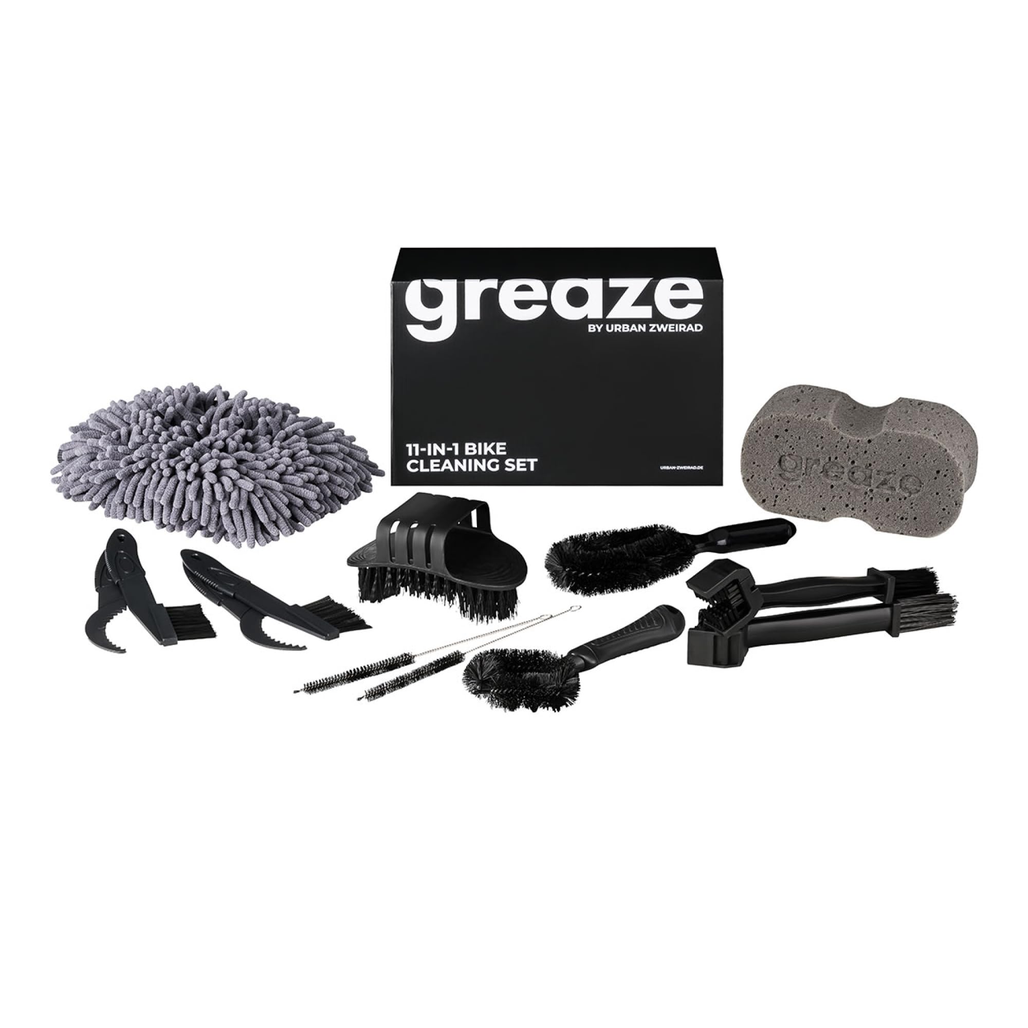 greaze Set pulisci catena bici - Set pulizia bici - Accessori bici spazzola per catena + spazzola per la pulizia catena della bicicletta - spazzola per pignone - Kit pulizia bici (set da 11 pezzi)