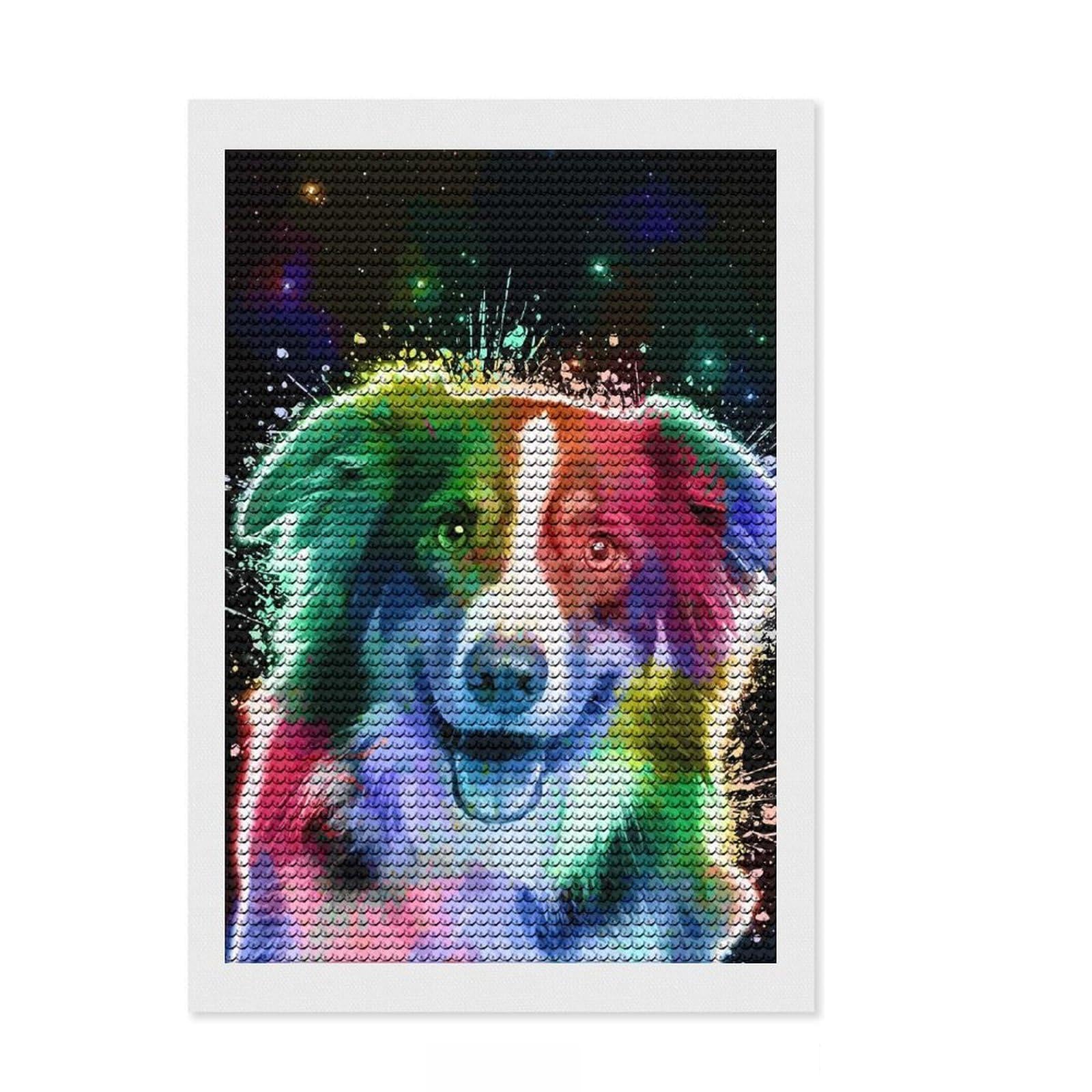 Junmoney Majestic Dog Diamond Painting Canvas Set 8"x12", Pleasing Wall Art Project, Creative Leisure Activity, Bedroom Decor