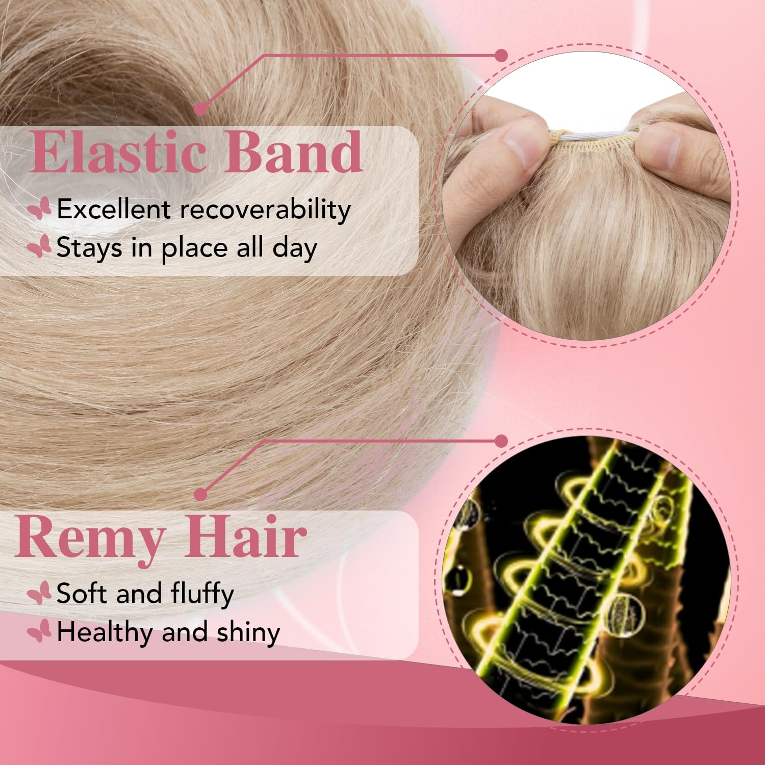 tesshair Messy Bun Hair Piece 100% Real Human Bun Hair Piece Natural Scrunchie Donut with Elastic Band Golden Brown mix Bleach Blonde Hairpieces for Women Girls(Golden Brown mix Bleach Blonde - Image 3