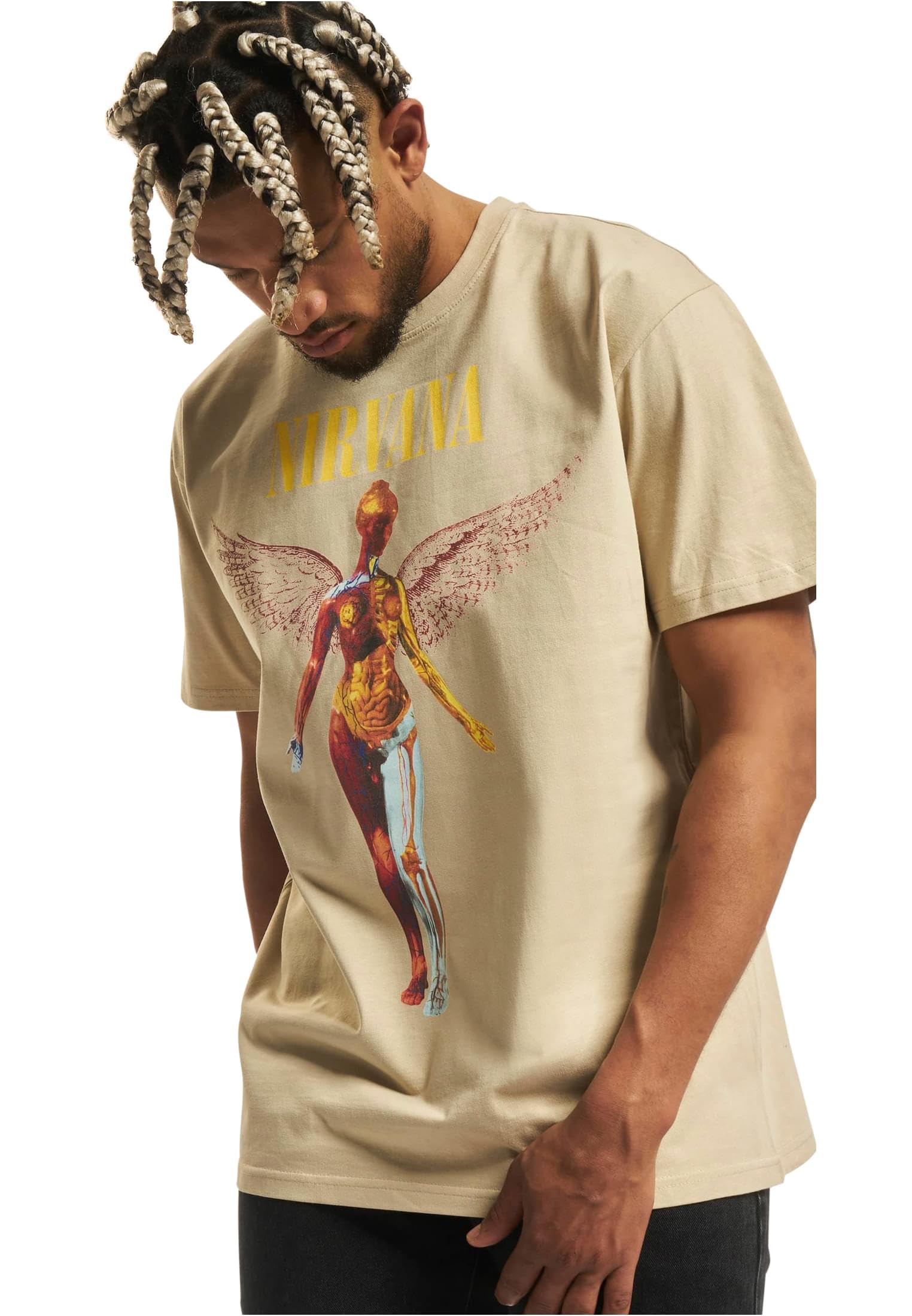 Mister Tee Men's in Utero Oversize Tee Wet Sand S T-Shirt, S