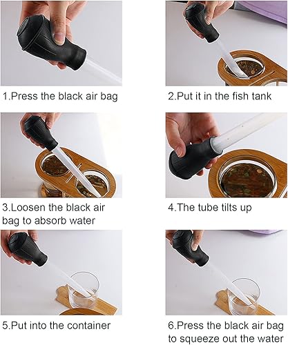 WEAVERBIRD Manual Fish Tank Water Changer Aquarium Dropper, 30ml Aquarium Clean Pipette Dropper, Fish Tank Cleaning Waste Remover, Aquarium Gravel Cleaning Straw, Black(Black)