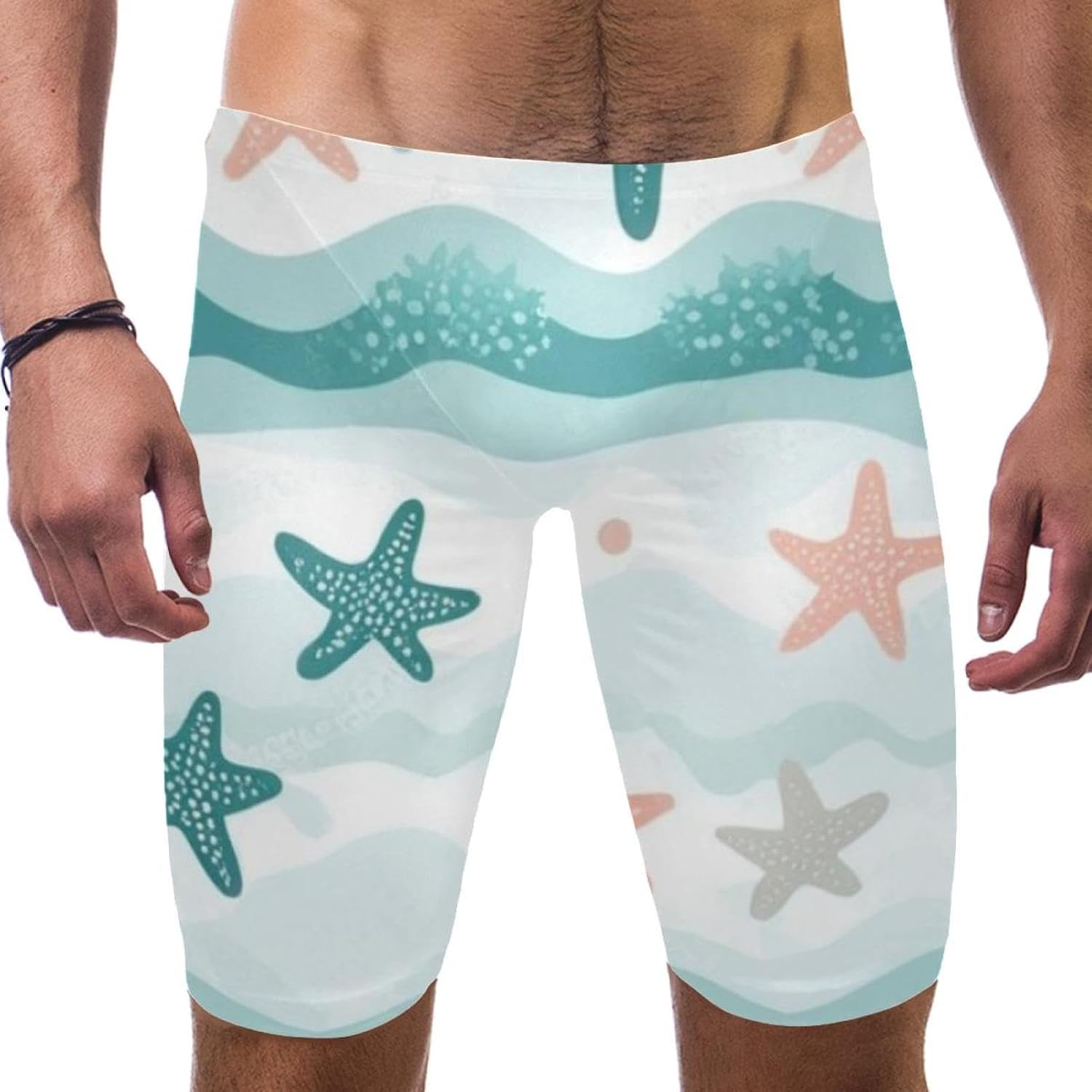 Men's Swimsuit Jammer Quick Dry Swim Jammer Racing & Training Swimsuit,Colorful Starfish