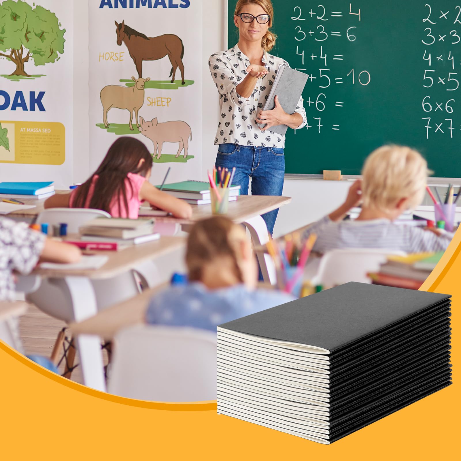 APACALI Confezione multipla di 50 quaderni A5, 60 pagine/30 fogli in carta kraft, formato A5, quaderni vuoti in tinta unita, per diario, promemoria, forniture per ufficio, nero