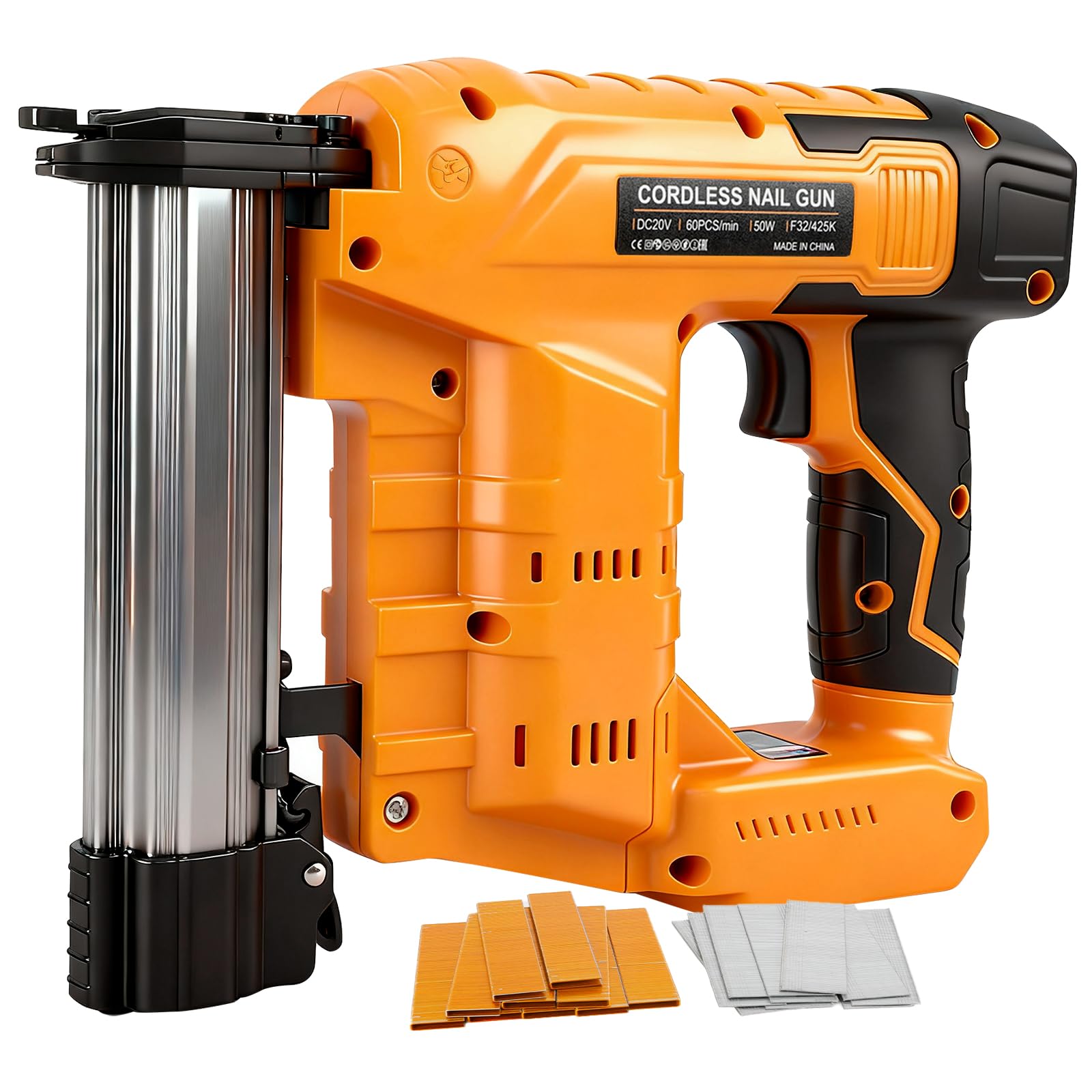 Clavadora inalámbrica 18GA mejorada, compatible con la batería Dewalt 20V, pistola clavadora eléctrica sin escobillas con 1000 clavos y 1000 grapas para mejoras en el hogar, bricolaje y carpintería.