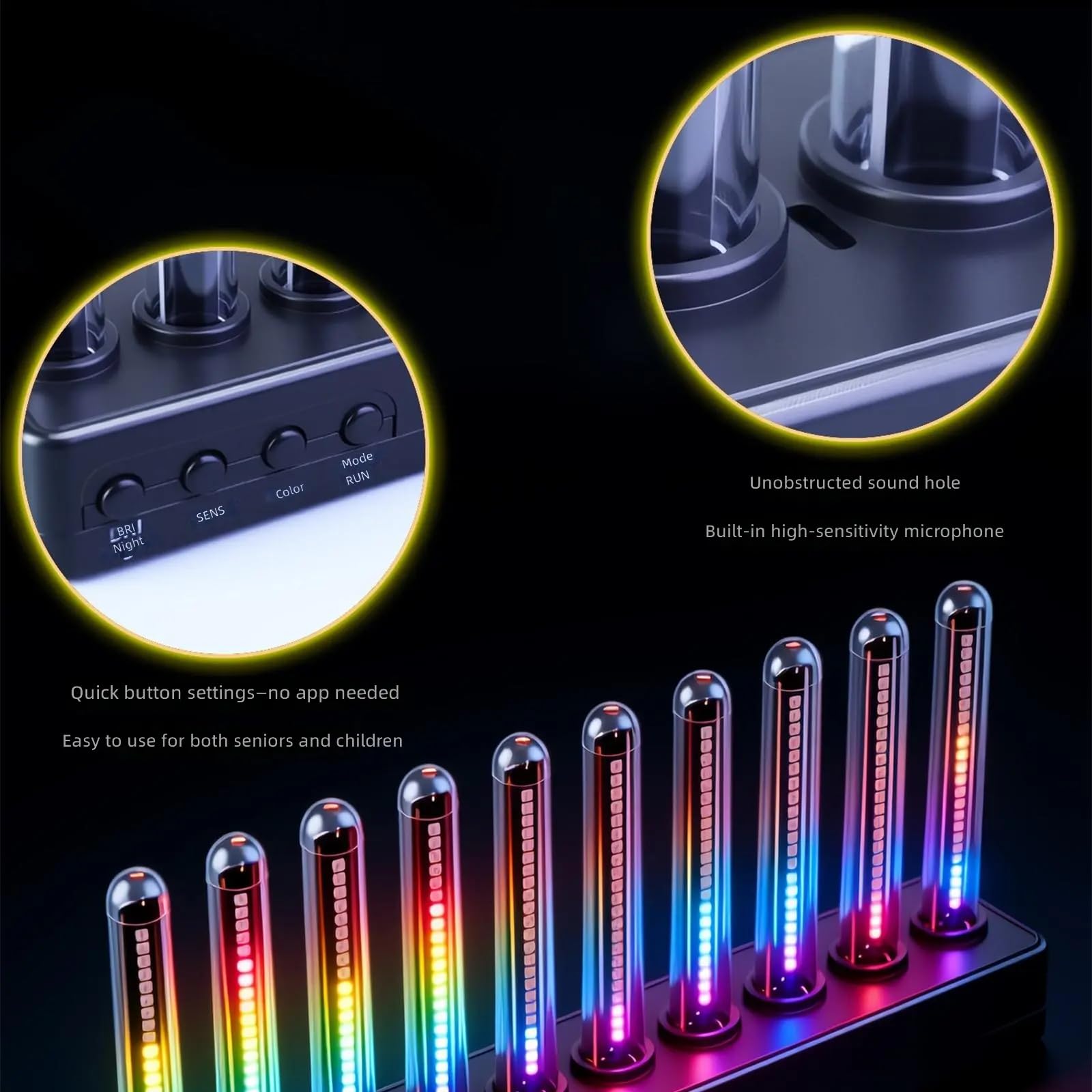 Visualizzatori audio a LED con controllo vocale con 14 RGB a colori e 8 effetti di illuminazione per computer e configurazioni di gioco Lampada d'atmosfera RGBs