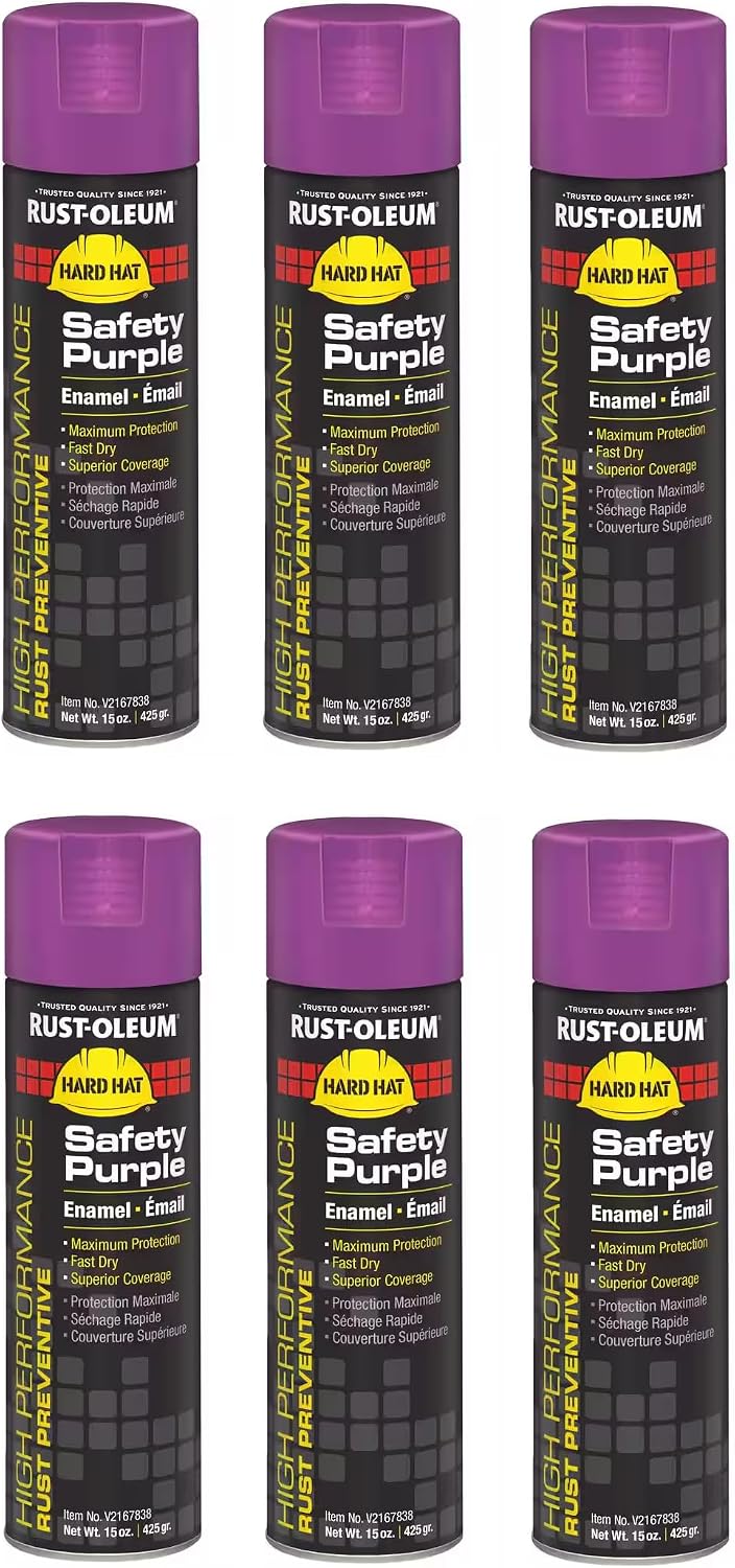 V2167838 Rust Preventative Gloss Safety Purple Spray Paint, 3-Pack (15 oz Each) | Industrial Enamel for Metal, Wood & Equipment | Corrosion-Resistant, Heat-Tolerant, Fast-Drying | 60 Sq. Ft. Coverage