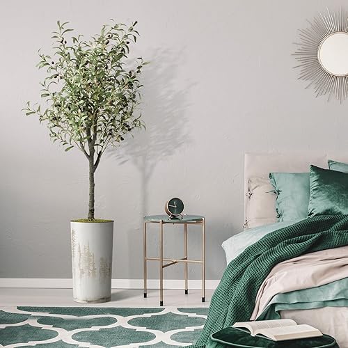 Miniatura 5 de SIGNWIN Plantas artificiales artificiales de olivo con maceta de pino marrón oscuro, 68 pulgadas