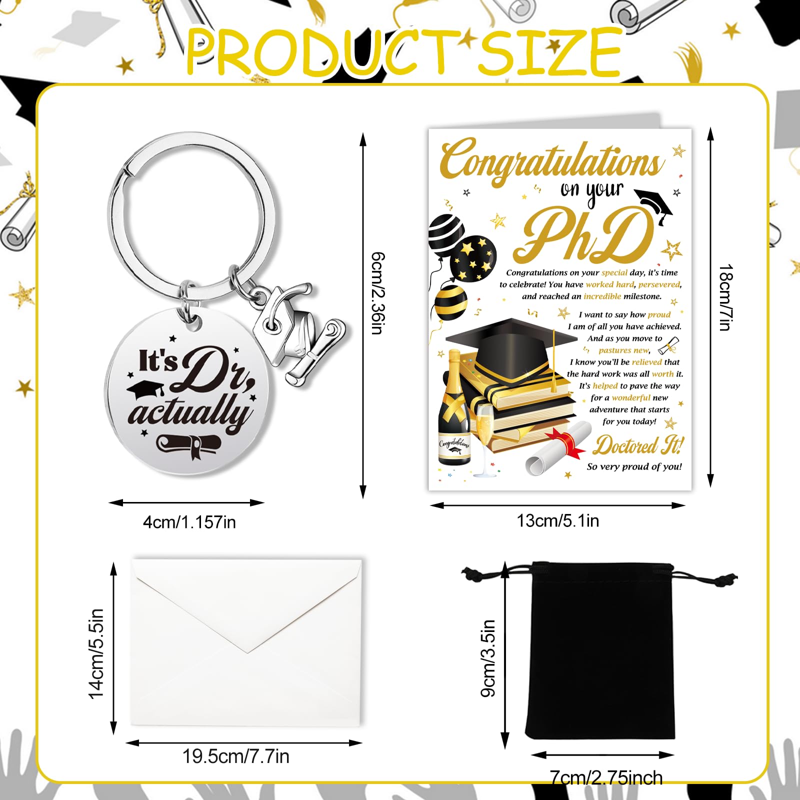 HOWAF PhD Graduation Card, Doctored It! Degree Congratulations Card with Its Dr Actually Keyring - Image 2