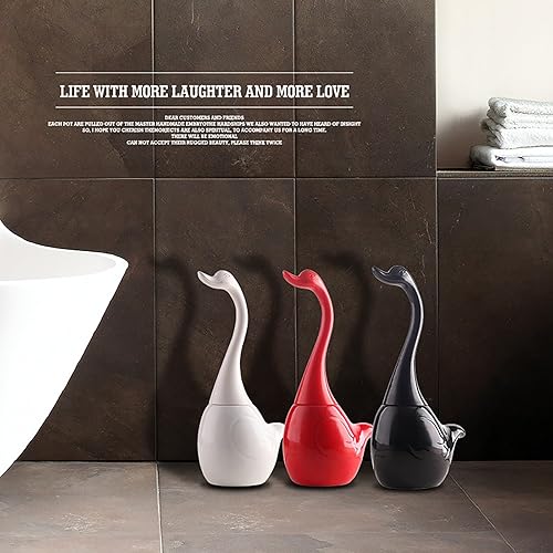 Miniatura 3 de BLMIEDE Creative Swan - Escobilla de inodoro para limpiar cada esquina, cepillo de inodoro con juego de base, soporte para toallas de papel para