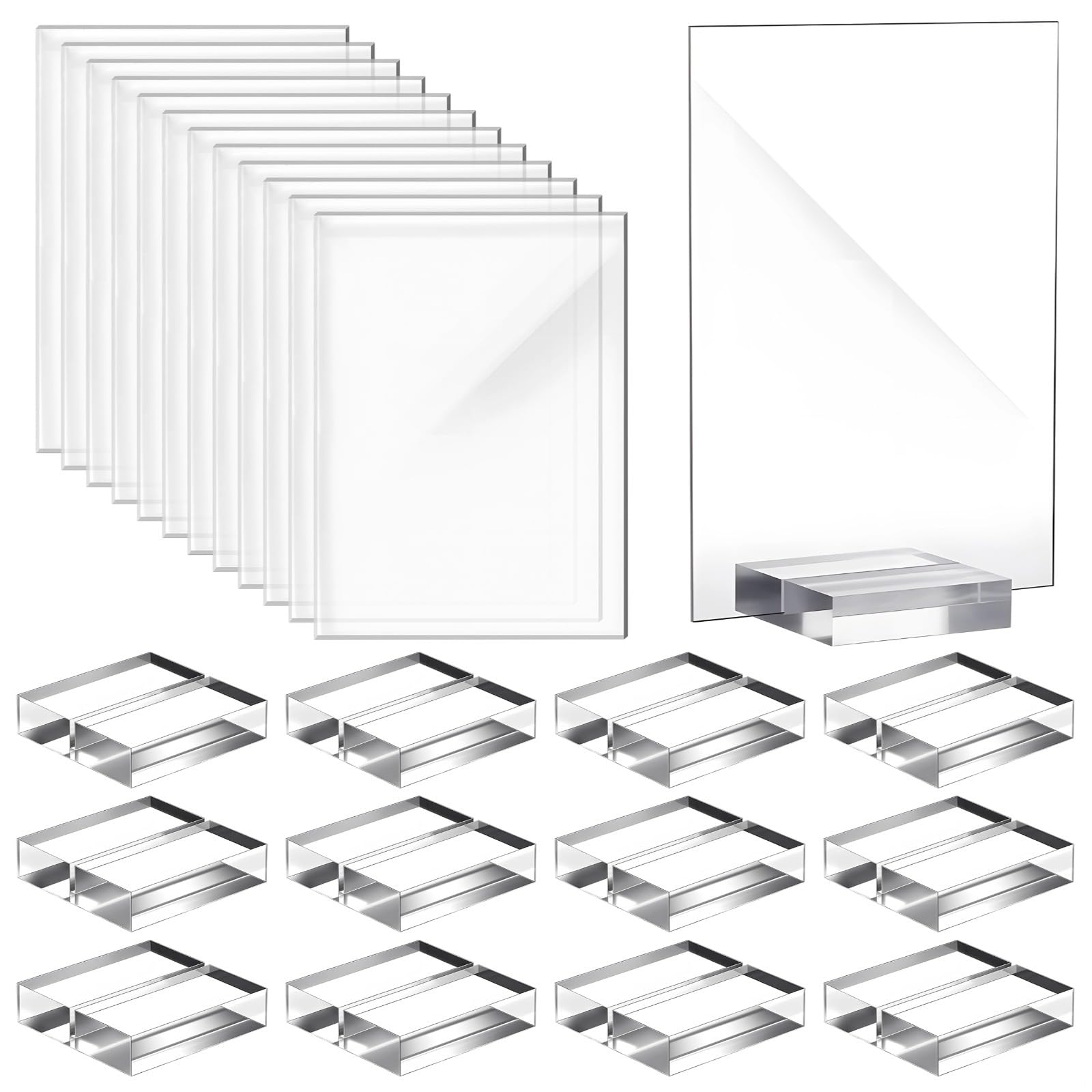 Set mit 12 Acryl-Tischnummernhaltern mit 12 transparenten Schildern, doppelseitiger Präsentationsständer für Hochzeiten, Restaurants, Veranstaltungen und Geschäfte