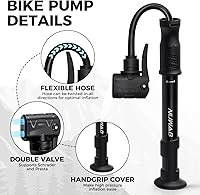 Vista 2 de NUWAB Mini Bomba de Bicicleta, Bomba de Mano Portátil de 10 Pulgadas, 100PSI, Soporta Shrader y Presta, Bomba de Bola de Salida Rápida de Aire