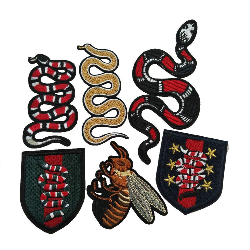 Snake Flower Embroidered Applique Patch Vintage Animal Patch T-Shirt Jeans Decoration Patch DIY Garment Accessories