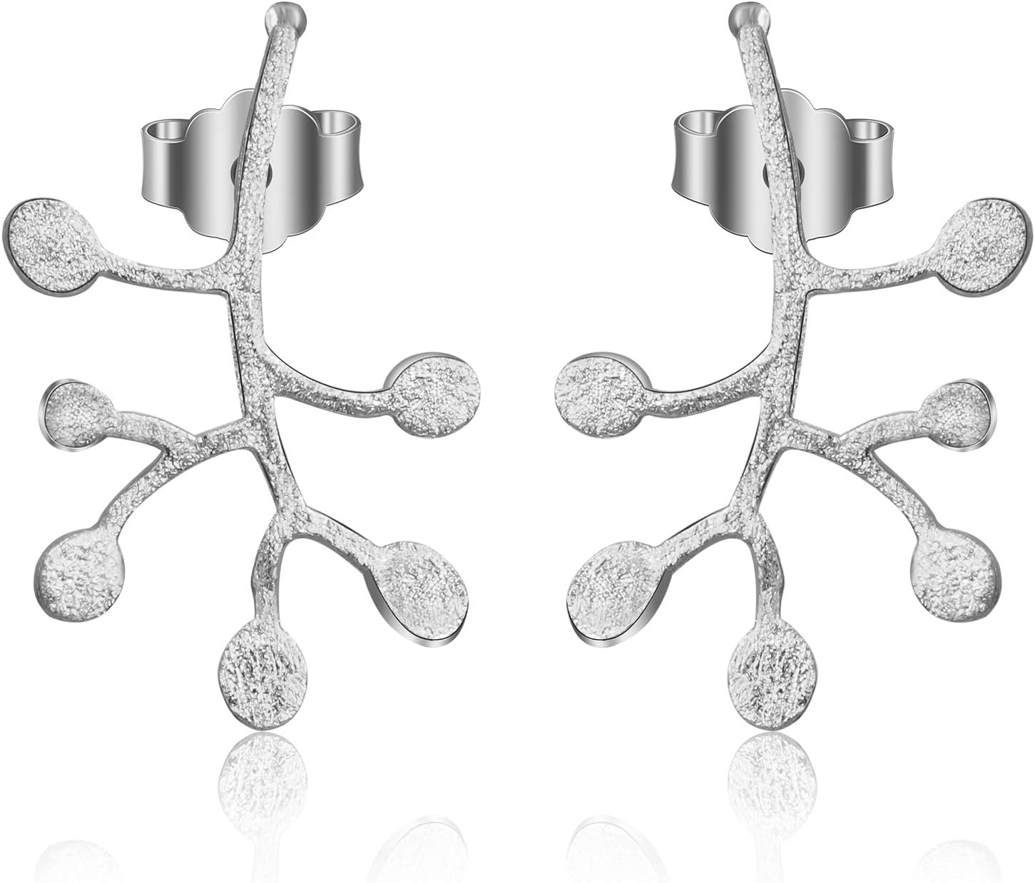 SpringlightGift for Christmas Springlight S925 Sterling Silver Stud Earrings Life Branches Leaves Dangle Earring Stud for Women and Girls, Handmade Unique Jewelry