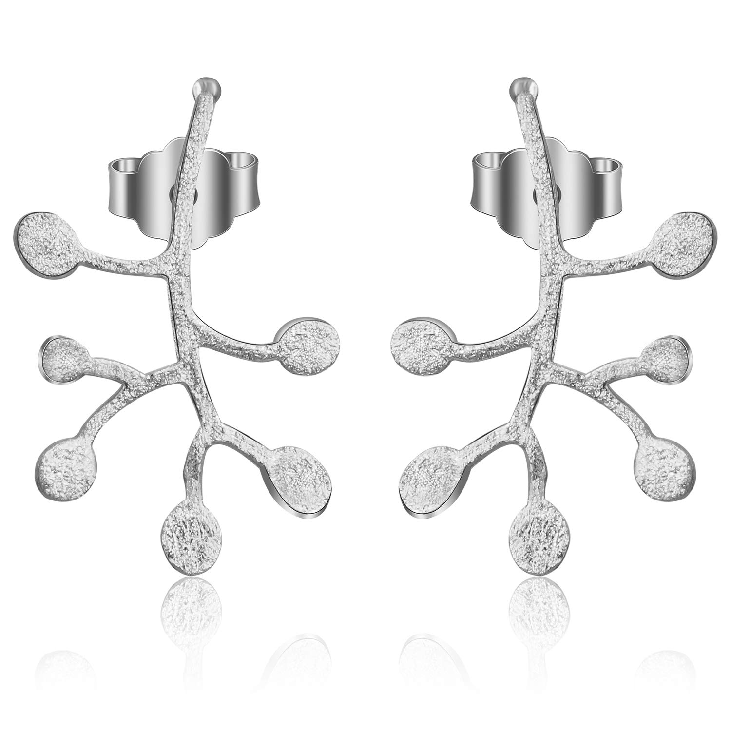 SpringlightGift for Christmas Springlight S925 Sterling Silver Stud Earrings Life Branches Leaves Dangle Earring Stud for Women and Girls, Handmade Unique Jewelry