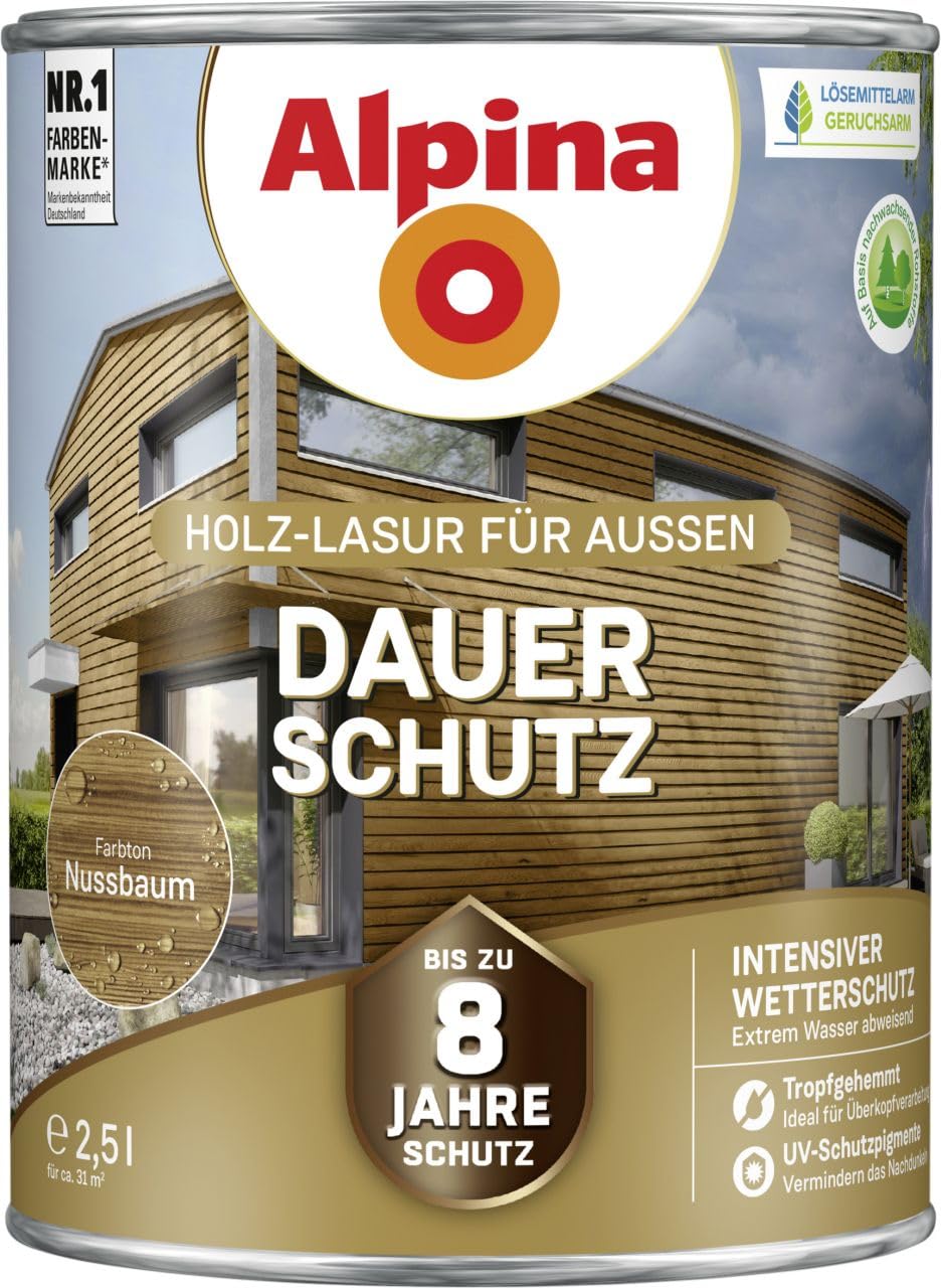 Alpina Dauerschutz Lasur nussbaum 2,5 Liter