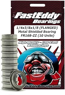 FastEddy Bearings 1/4x3/8x1/8 (FLANGED) Metal Shielded Bearing FR168-ZZ (10 Units)