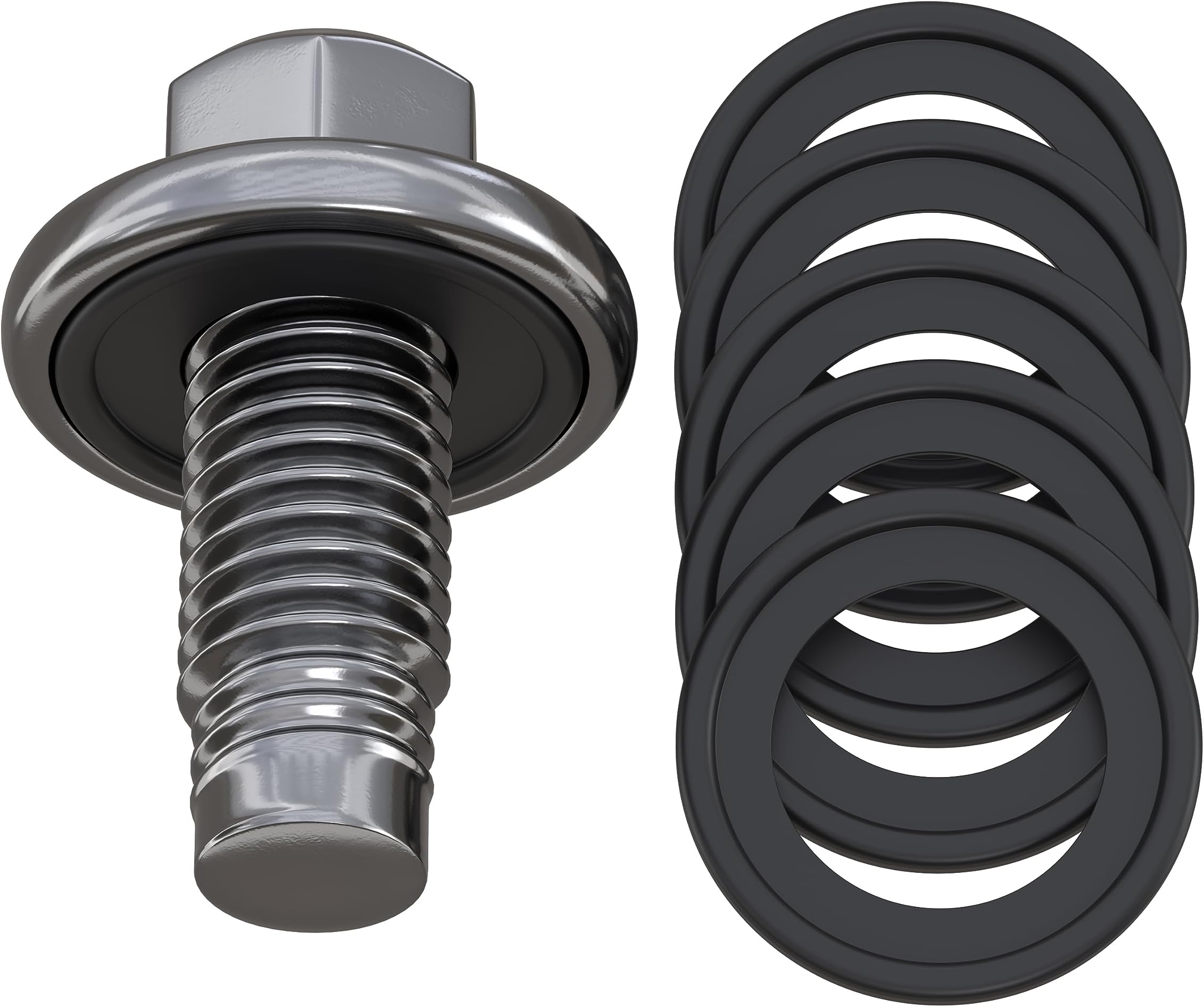 Oil Drain Plug Steel M12x1.75 with 5 Rubber Washer Gasket Seal – 12mm Replacement for Buick/Chevrolet/Cadillac/GMC/Hummer/Oldsmobile/Pontiac/Saturn - OEM 11562588 Fits for GM 1993-2024 by AUTOMAJOR