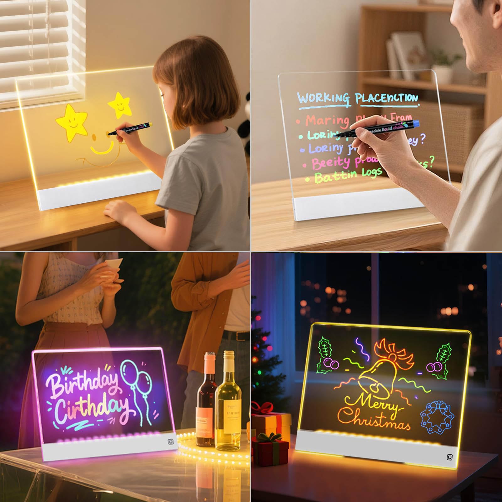 Table de dessin LED rechargeable de 35 cm avec lumière modifiable 7 couleurs RVB transportable - Cadeau créatif pour enfants et jeunes - Planche à dessin portable pour enfants
