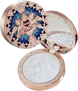 Flower Knows Little Angel Embossed Highlighter - Cool Starlight Highlighter Powder,Long-Lasting Ethereal Starry Glow,Cool Blue-Purple & White Pearl Shimmer,Galaxy-Inspired(L04 Moon River)