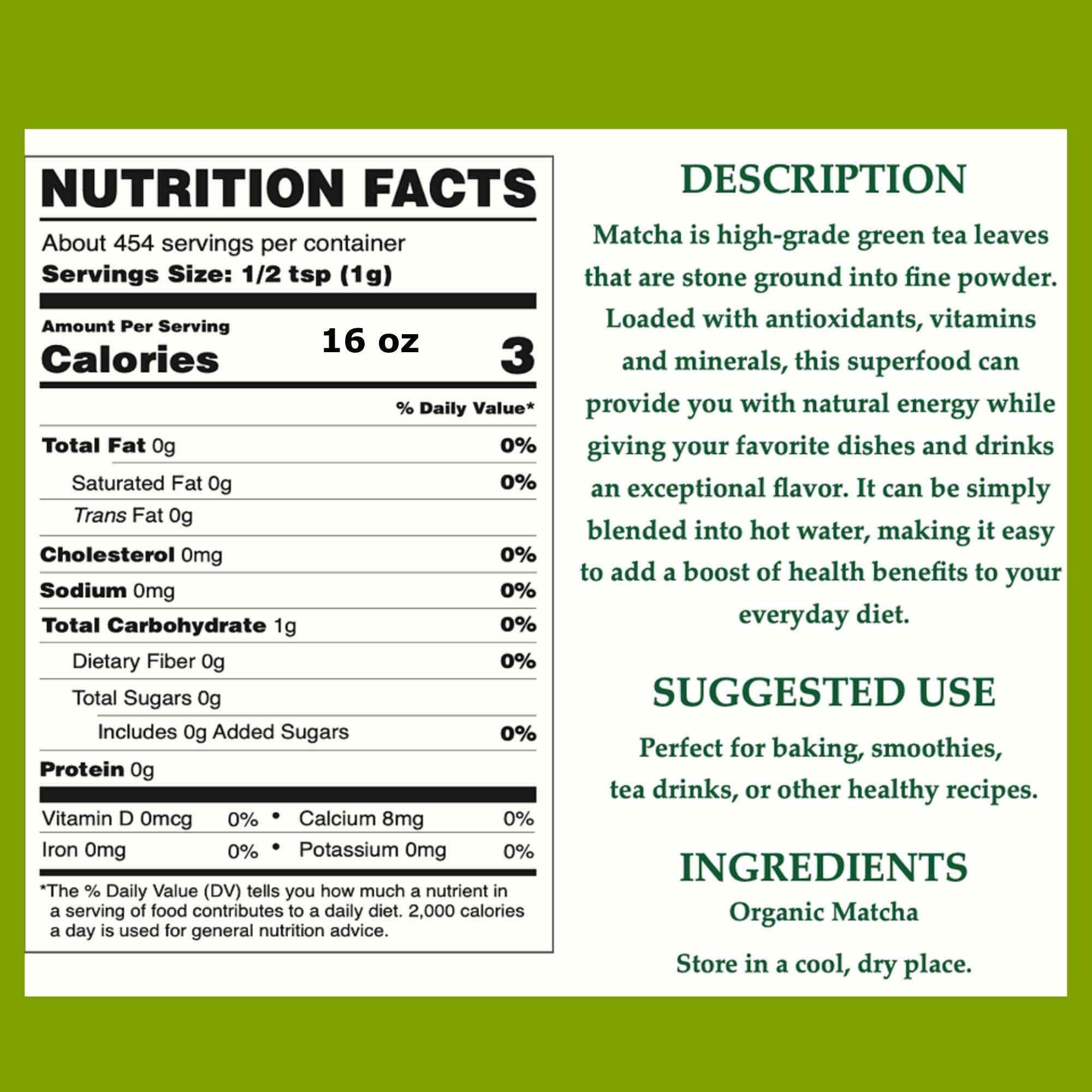 Cherie Sweet Heart Organic Matcha Green Tea Powder - Premium Culinary Grade Authentic Japanese Origin Antioxidant-Rich Gluten-Free Vegan — view 3