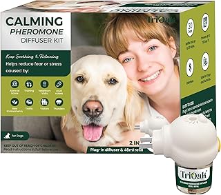Dog Calming Pheromone Diffuser Starter Kit (Diffuser & 48ml Vial), Dog Appeasing Pheromone, Enhanced Dog Pheromones Calming Diffuser, Dog Pheromone for Dog Anxiety Relief