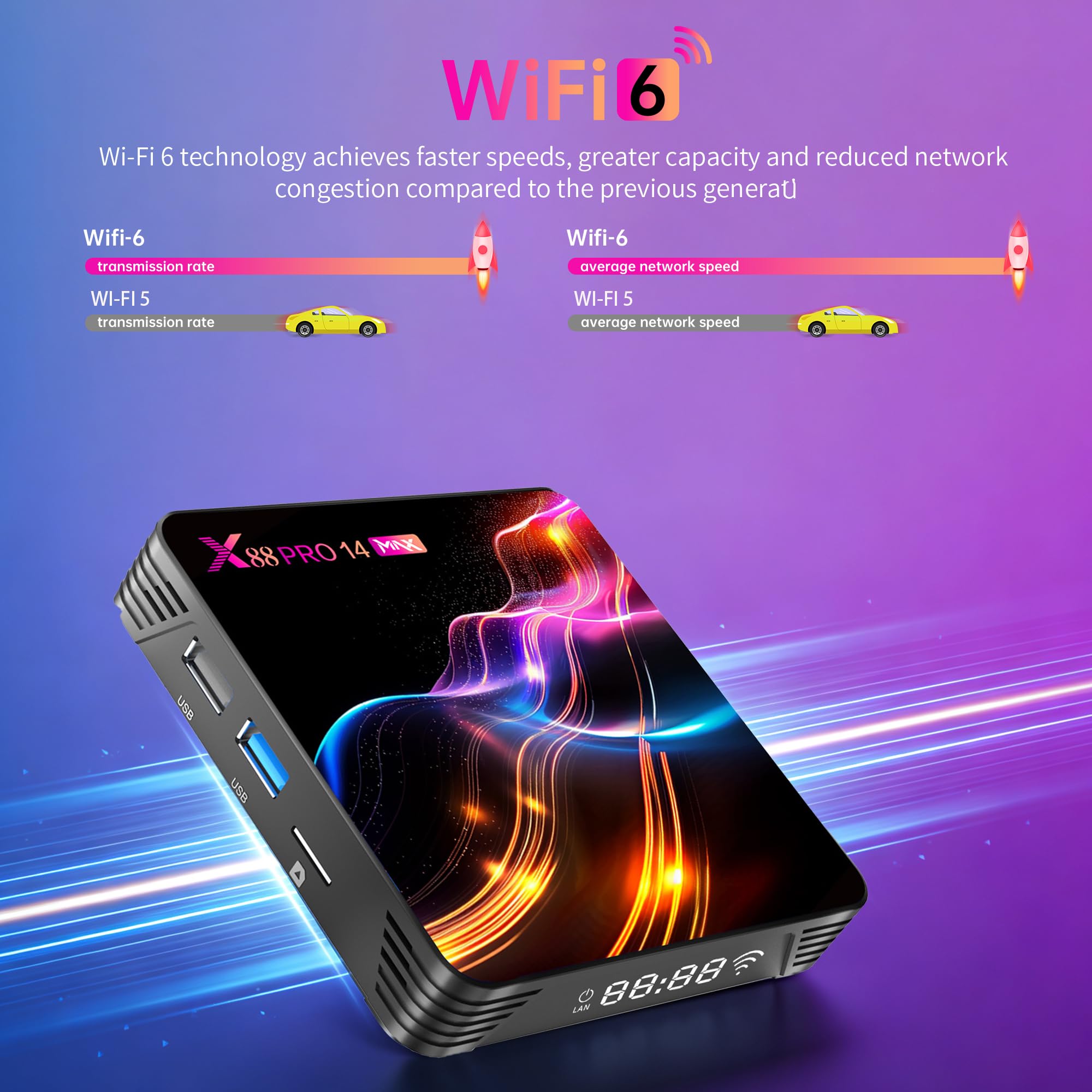 GREVA 8K Android 14.0 TV Box 2026, Android Box 4GB RAM 32GB ROM, chipset RK3528, obsługa 2.4GHz/5.0GHz Dual WiFi6, HDR10, BT5.0, Ethernet LAN, Internet TV Box, Bluetooth, 3D HD Smart Media Streaming