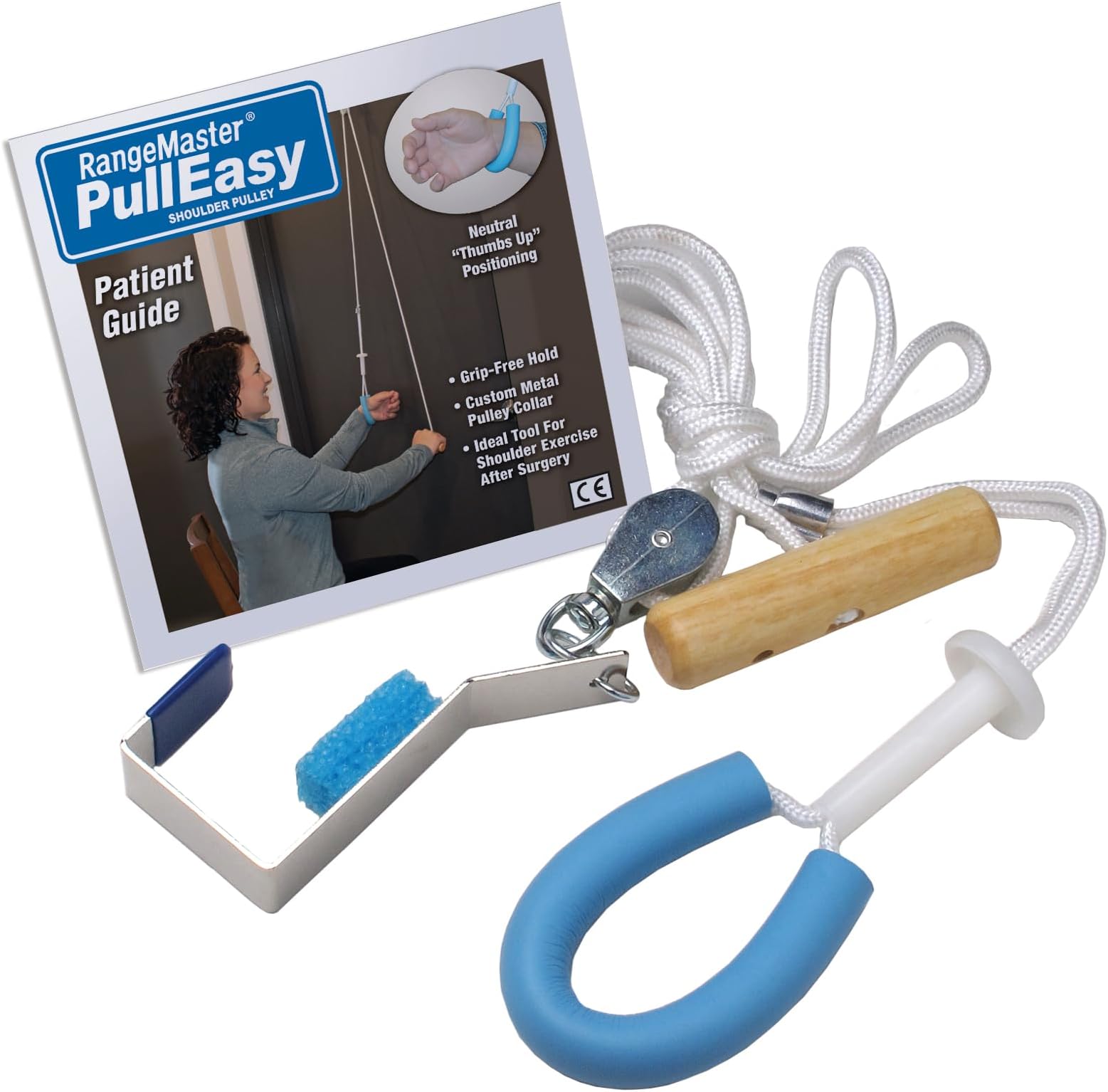 PullEasy Shoulder Pulley with Patient Guide │Physical Therapy Pulley │ Aids with Shoulder Surgery Recovery │ Grip-Free Hold │ Metal Bracket