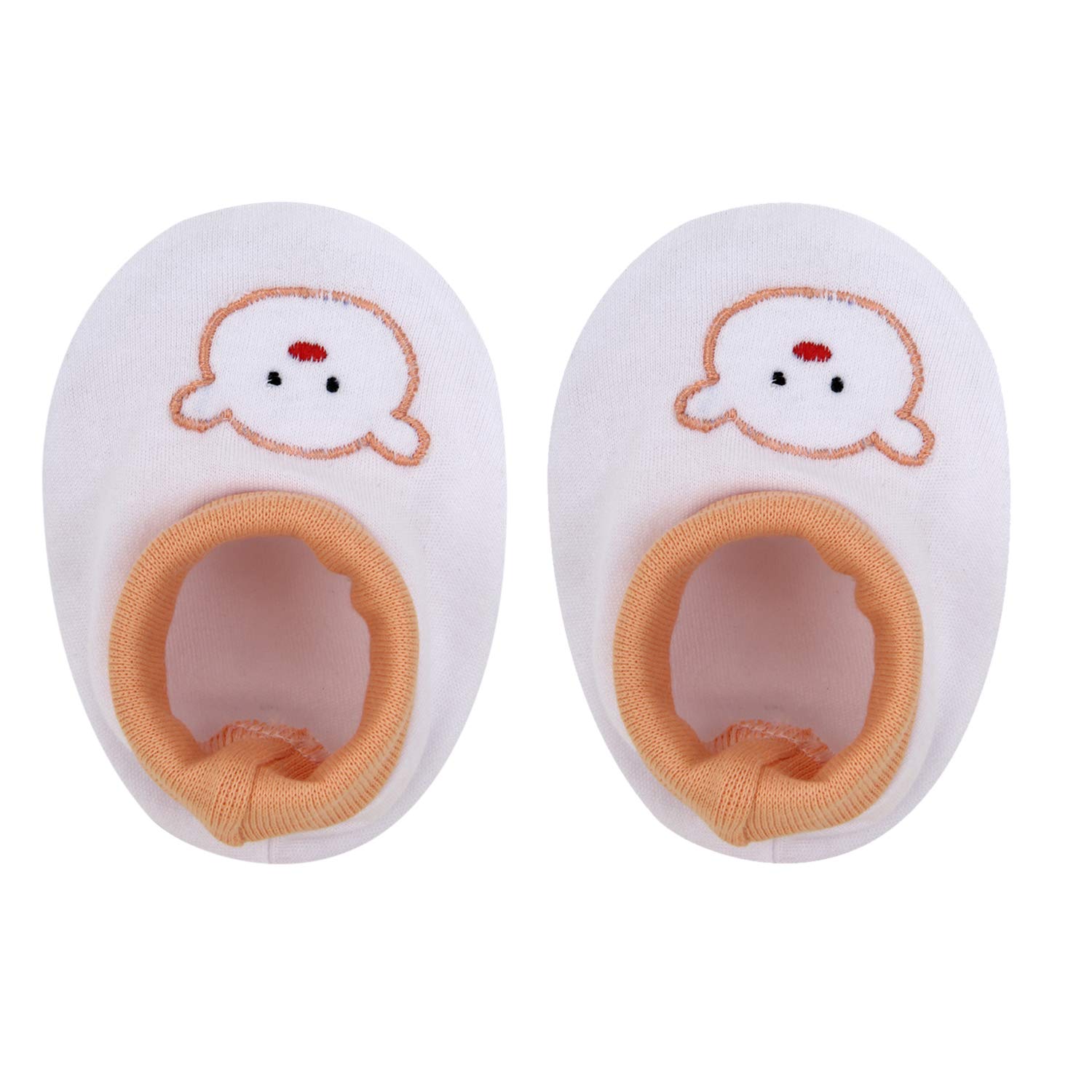 superminis Newborn Baby Thick Base Cotton Booties and Mittens Set with Elastic Closure (0-6 Months, White, Pack of 2) 3