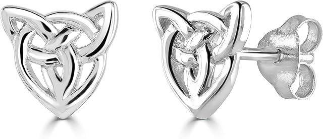 Heritage Sterling Silver Celtic Creatures Cat Face Stud Earrings