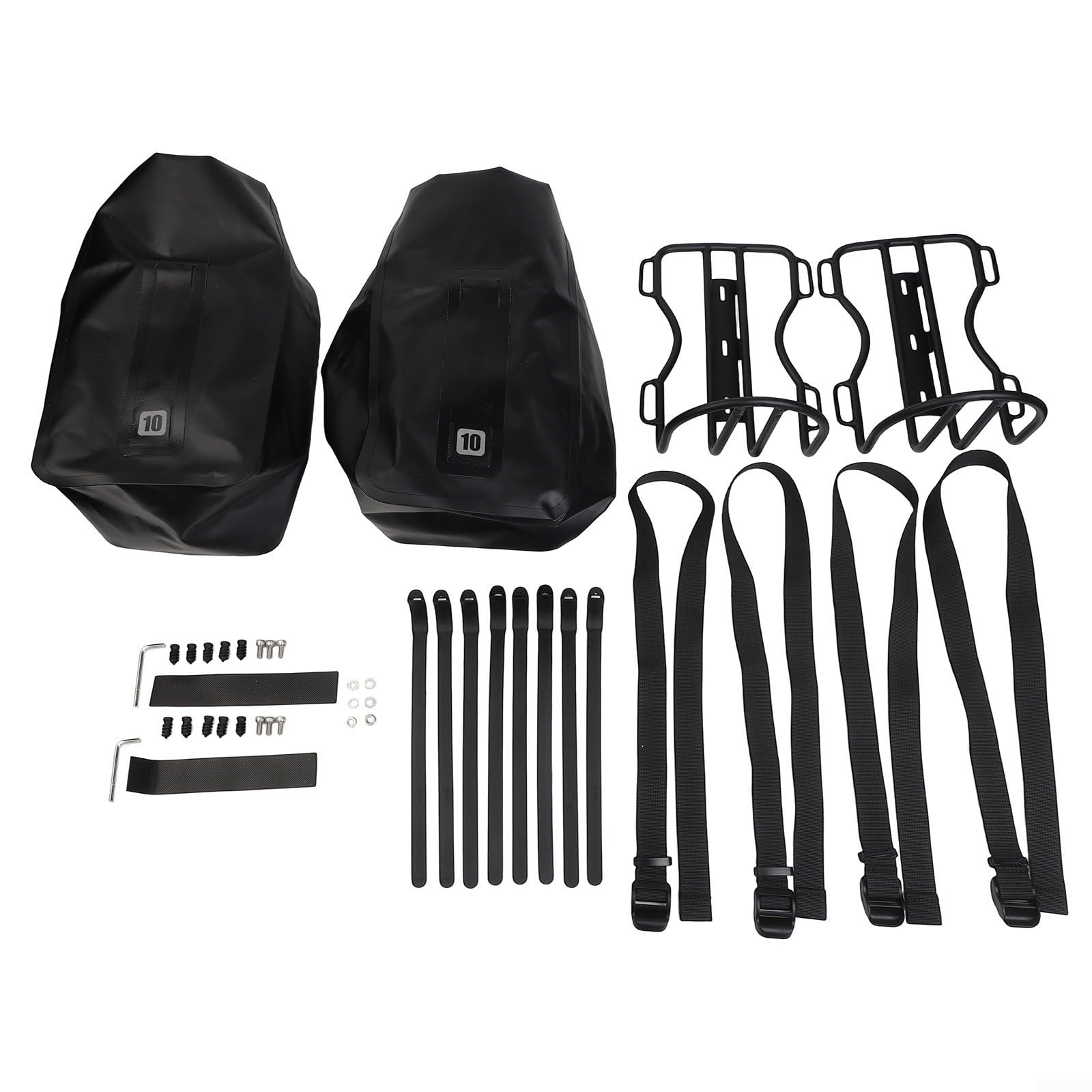 Aleación de aluminio frontal, soporte de horquilla y bolsa de bicicleta impermeable de 10 L, alforja de manillar de nailon, para bicicleta de carretera, soporte de scooter de bicicleta eléctrica