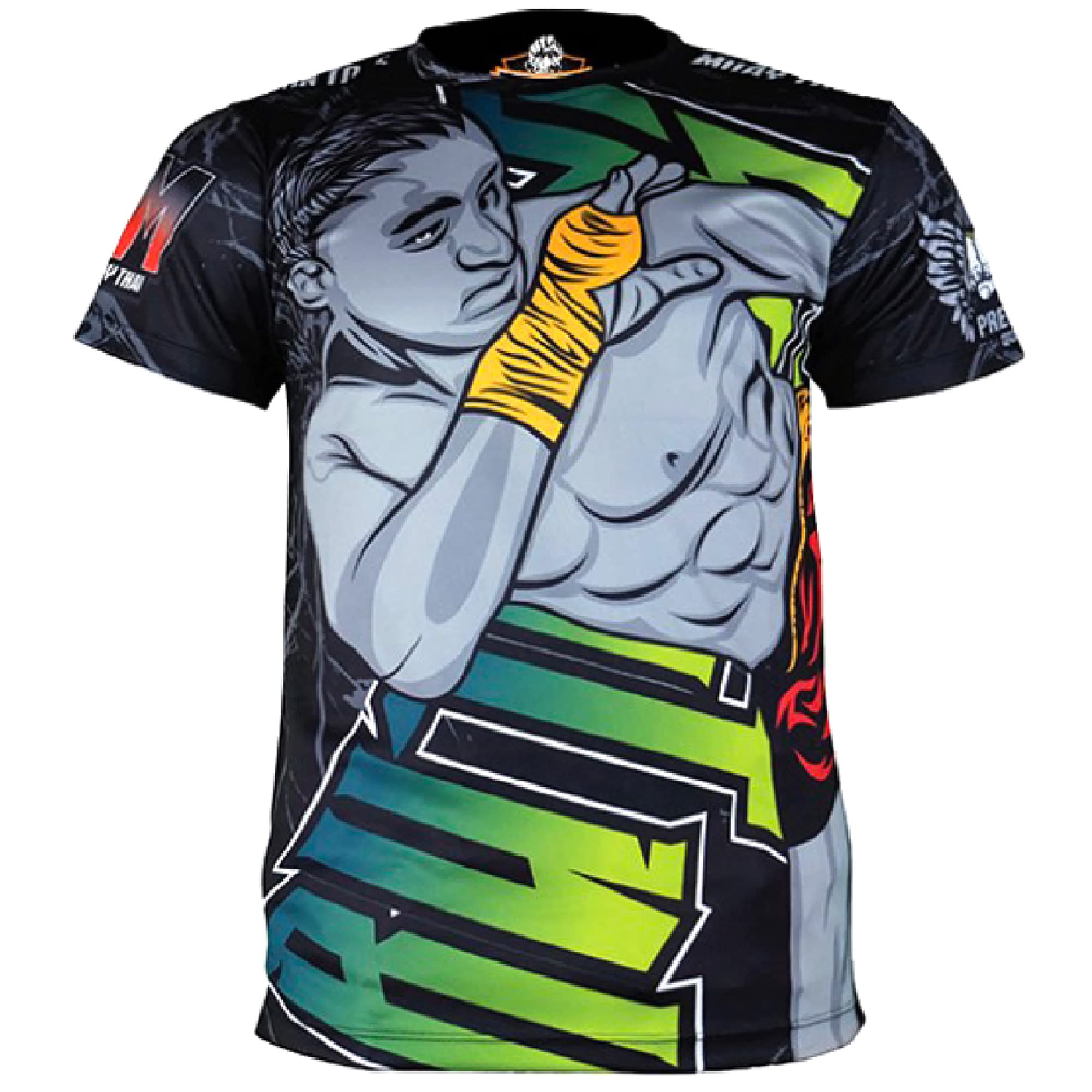 Muay Thai Sport T Shirt for Martial Arts Gym Trunks Boxing Running Training for Mens (L) Green