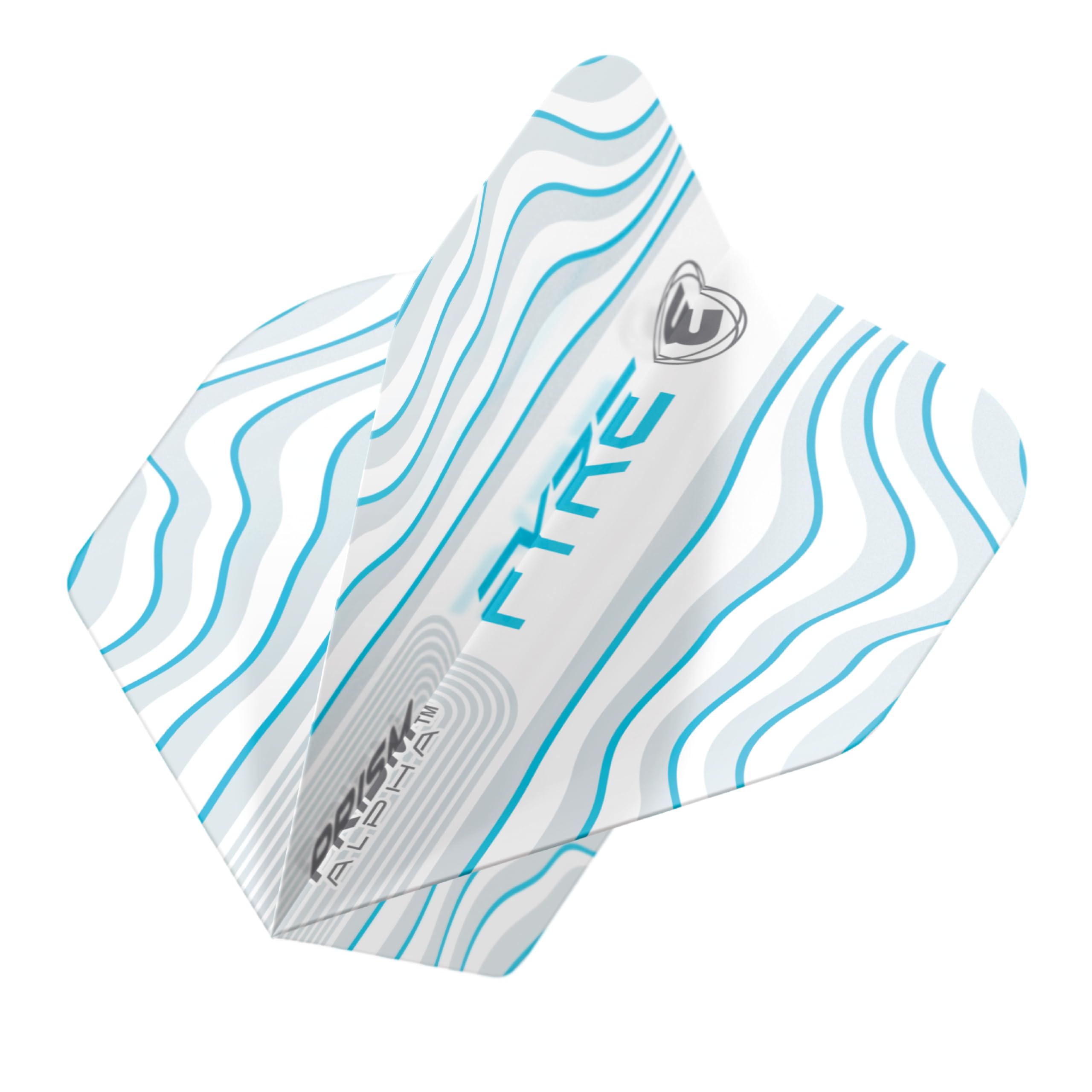 WINMAU Prism Alpha Fyre Design Dart Flights - 10 sets per pack (30 dart flights in total) (White, Aqua & Blue) - Image 2