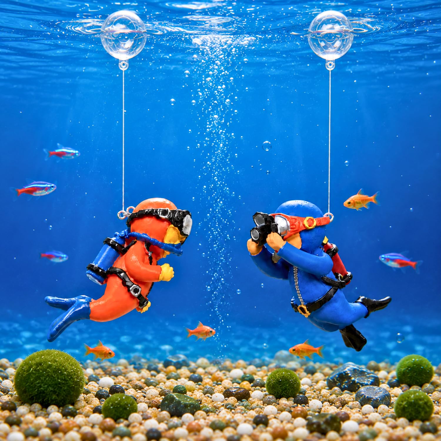 VAYINATO® 2 Pcs (Random Color) Floating Mini Cute Photo Diver Aquarium Fish Tank Simulation Decoration Ornaments | Made with Eco Friendly Resin | No Harm to Fish by Petzlifeworld-image-20