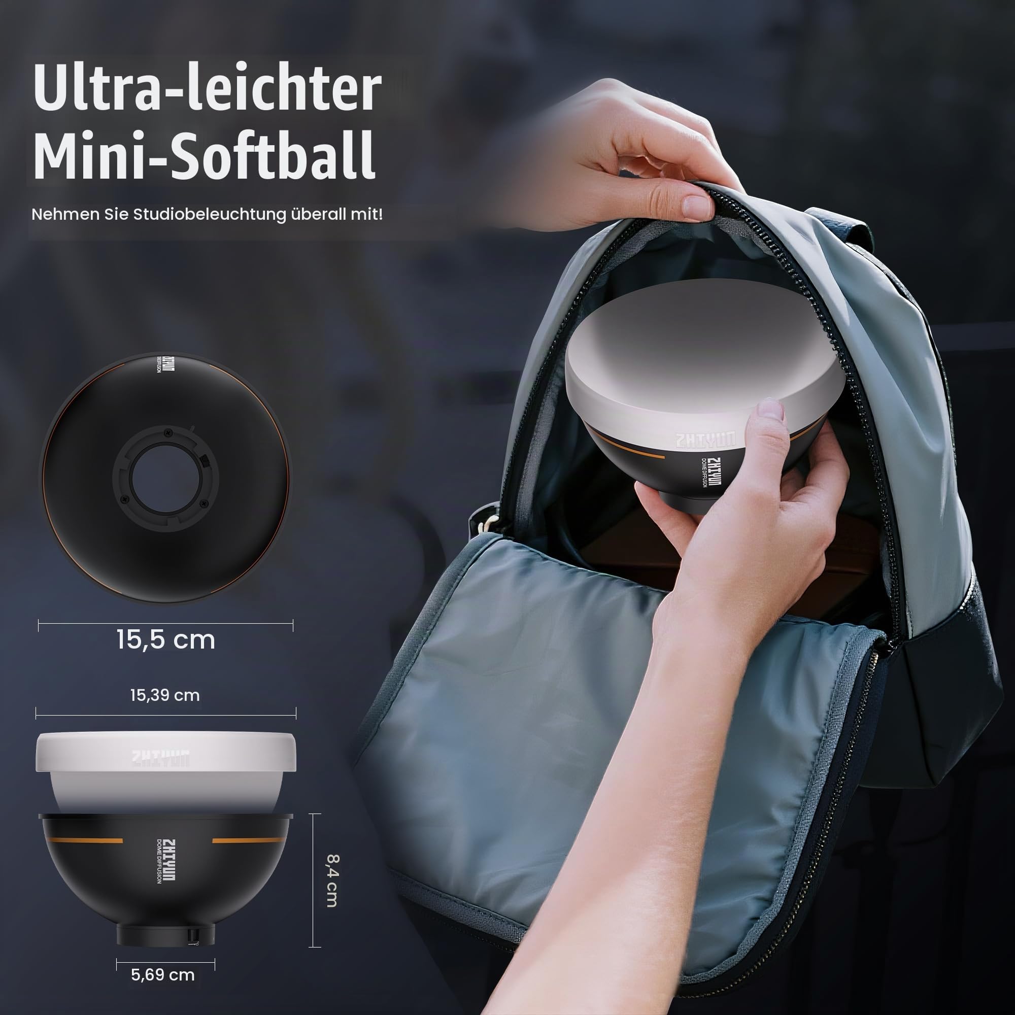 ZHIYUN Diffuser Dome für X60/ CX100/ G60/ X100 Videoleuchte mit ZY Mount