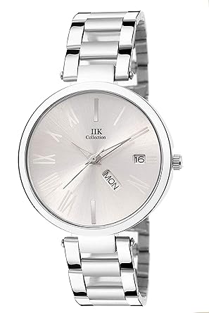 IIK Collection Round Dial Stainless Steel Bracelet Chain Analogue Day & Date Functioning Watch for Women and Girls