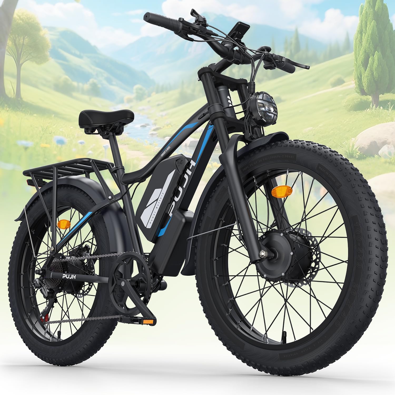 6000W/5000W Electric Bike Adults, Dual Motor 60V 20Ah, Max Speed 45 MPH up to100 Mile Range,26" Fat Tire Off-Road Class 3 Mountain E- Bike for Men Women